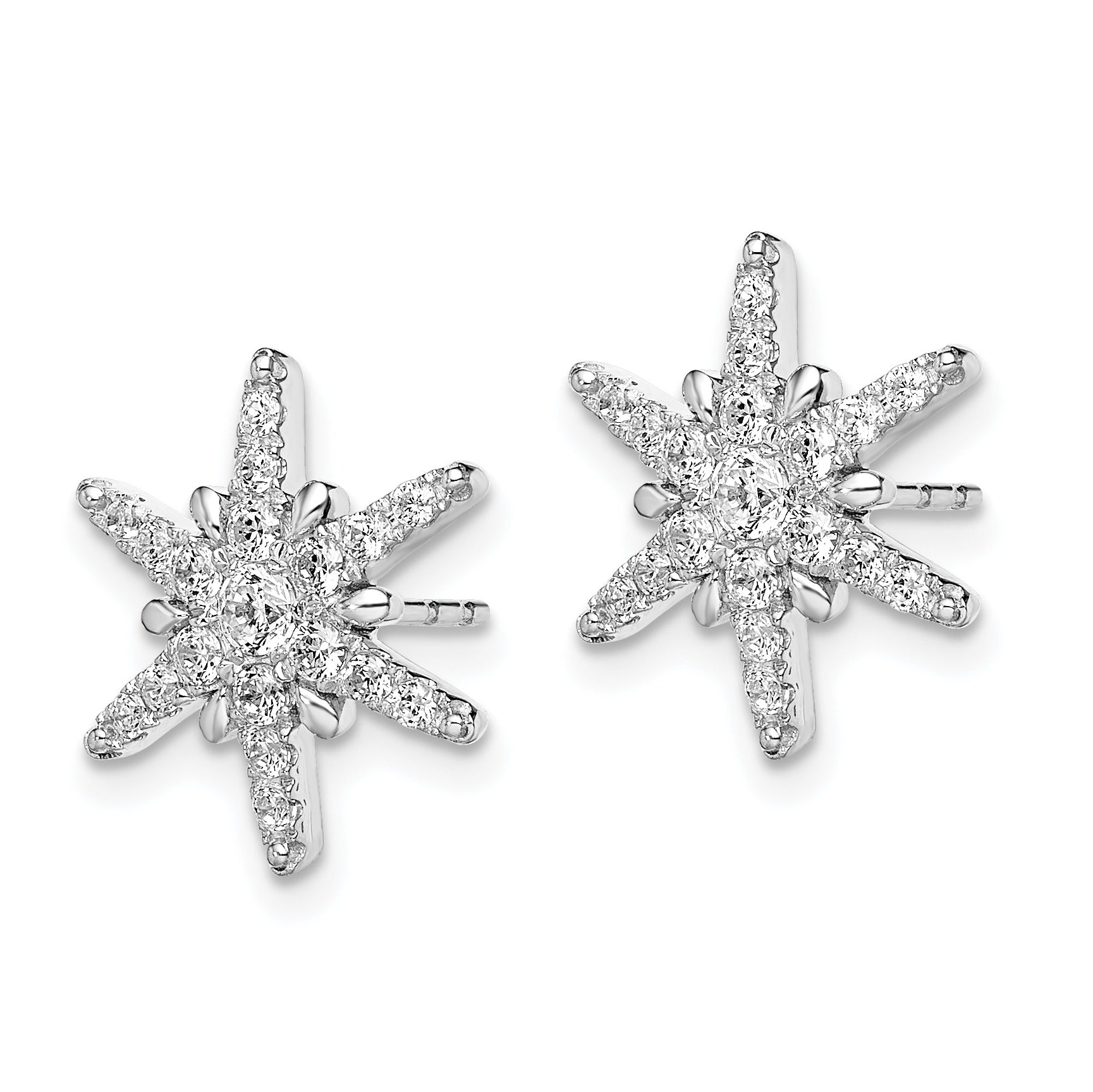 14K White Gold Lab Grown Diamond Star Post Stud Earrings