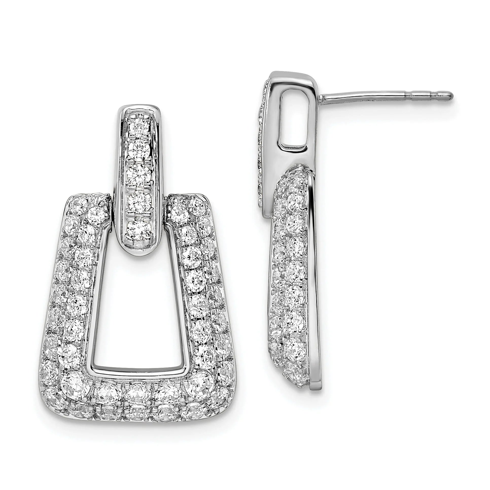 14K White Gold Lab Diamond Dangle Post Earrings - Fine Diamond