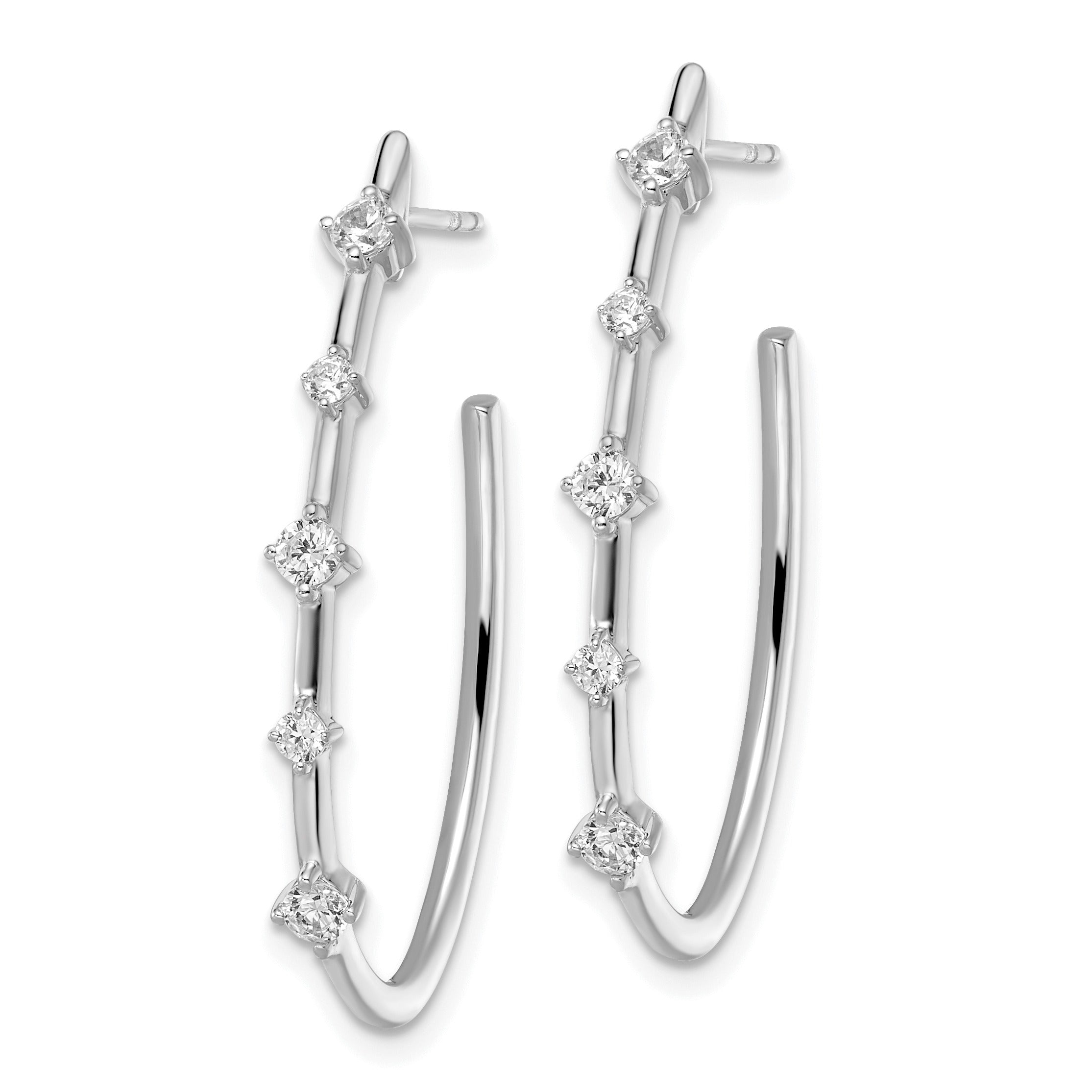 14K Gold Lab Grown Diamond Post J Hoop Earrings