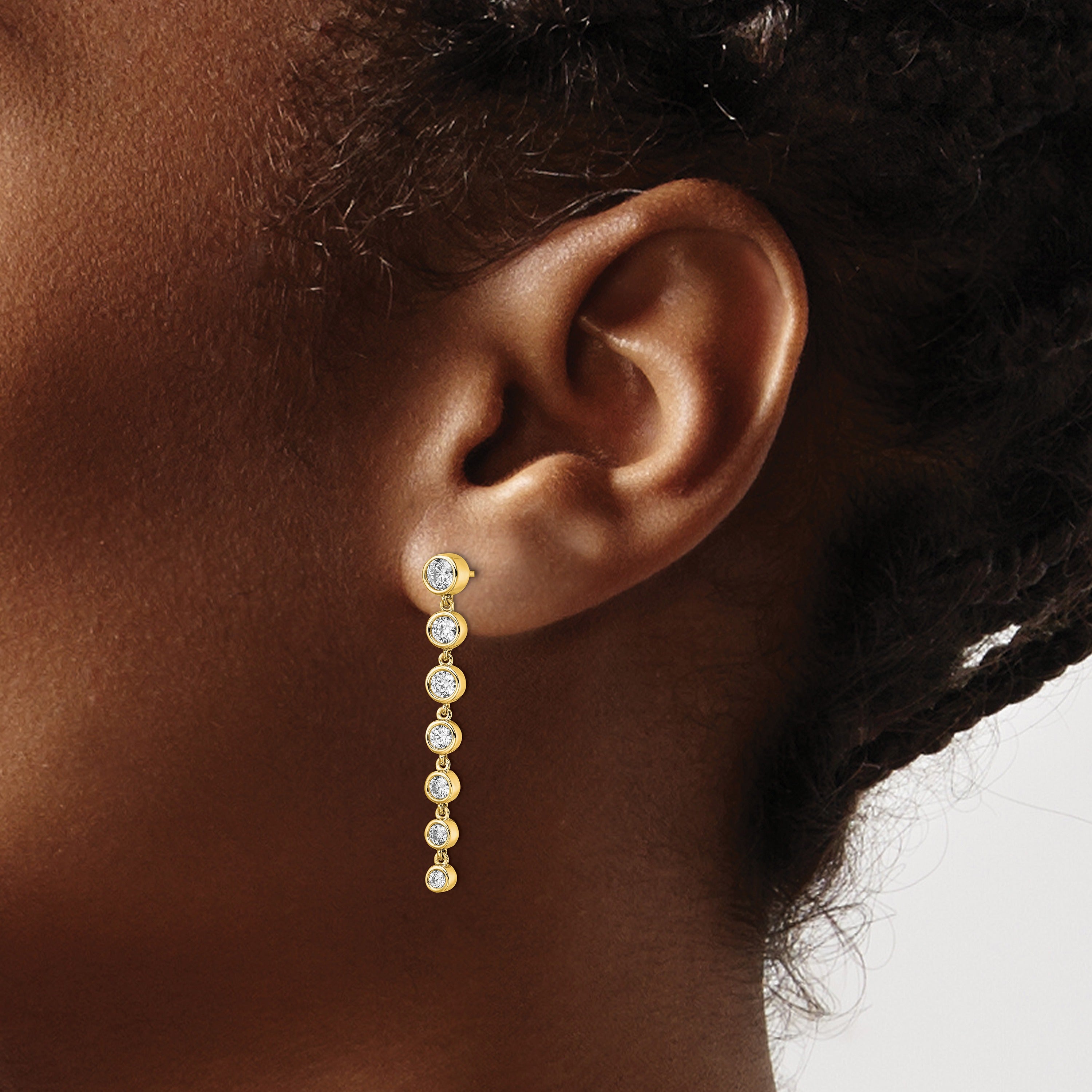 14K Gold Lab Grown Diamond Dangle Post Earrings