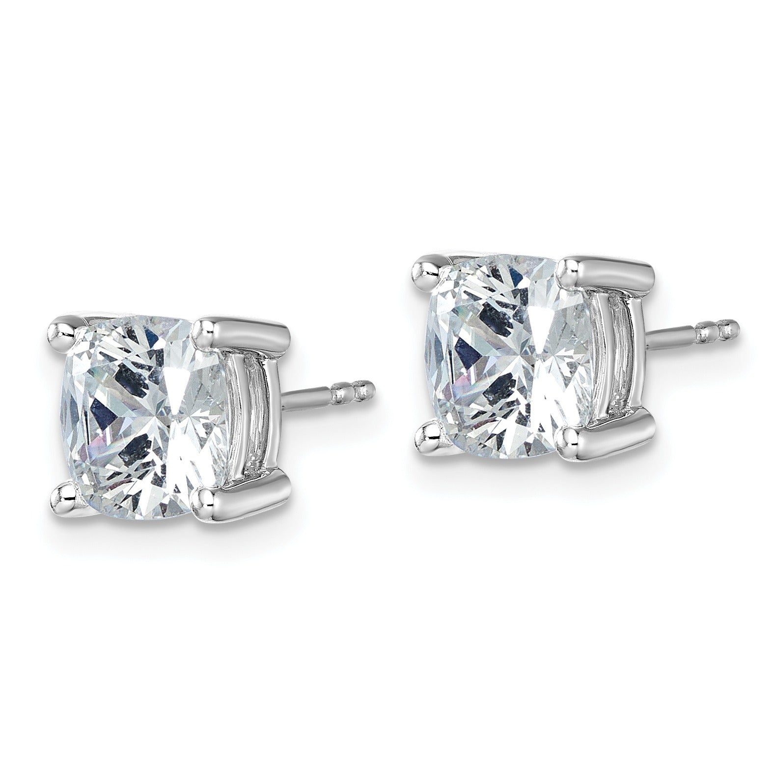 14K Gold Lab Grown Diamond Cushion Four Prong Stud Earrings