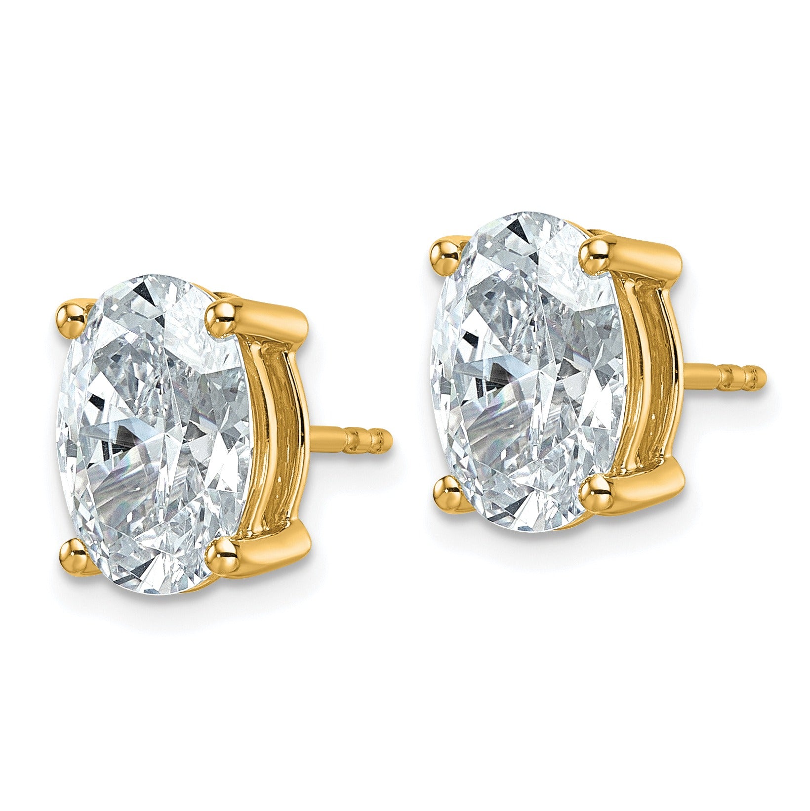 14K Gold Lab Grown Oval Diamond Stud Earrings