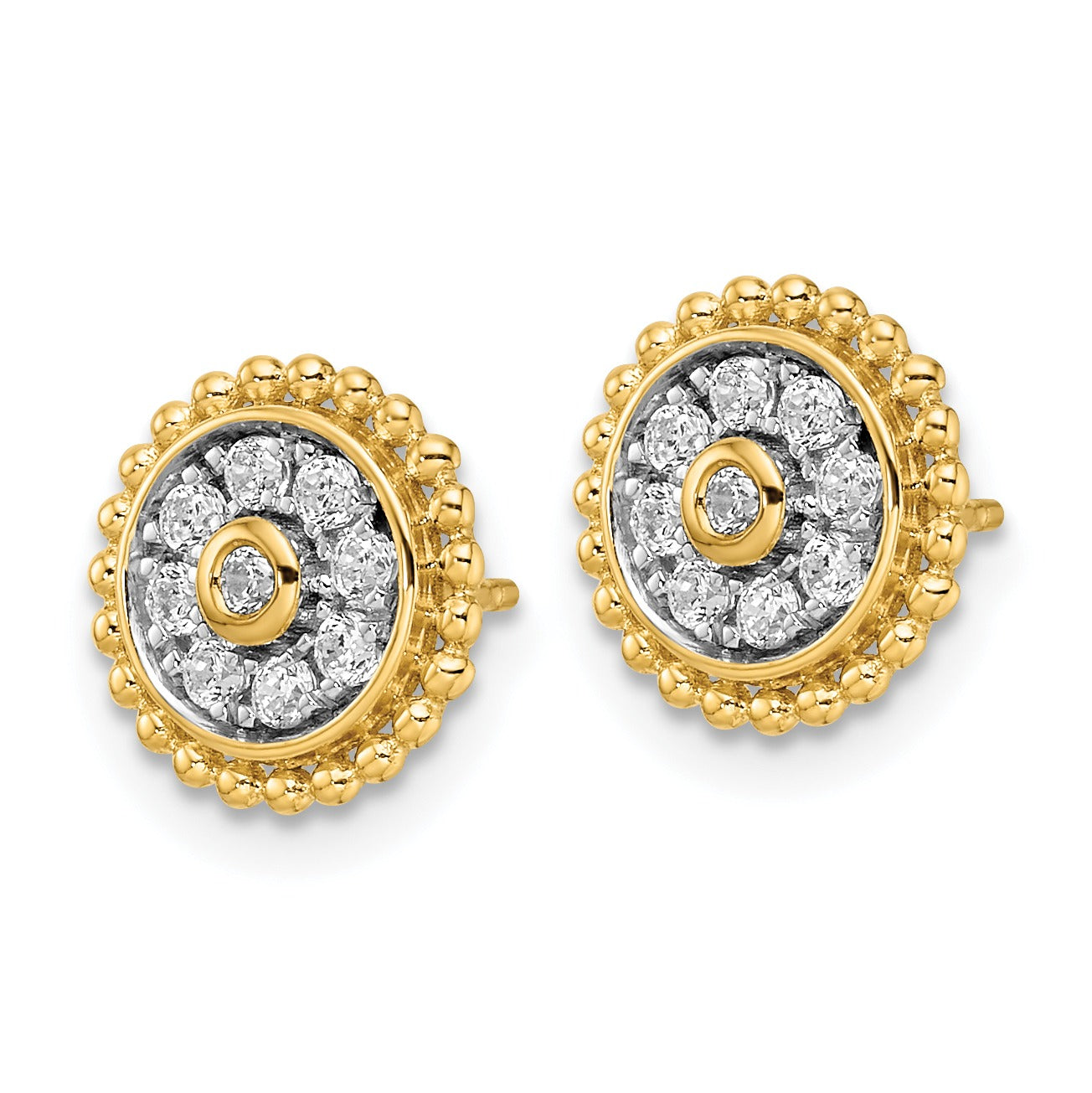 14K Yellow Gold Lab Grown Diamond Circle Post Stud Earrings