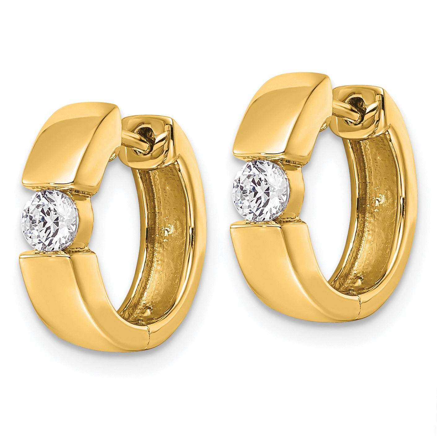 14K Gold Lab Grown Diamond Hinged Hoop Complete Earrings