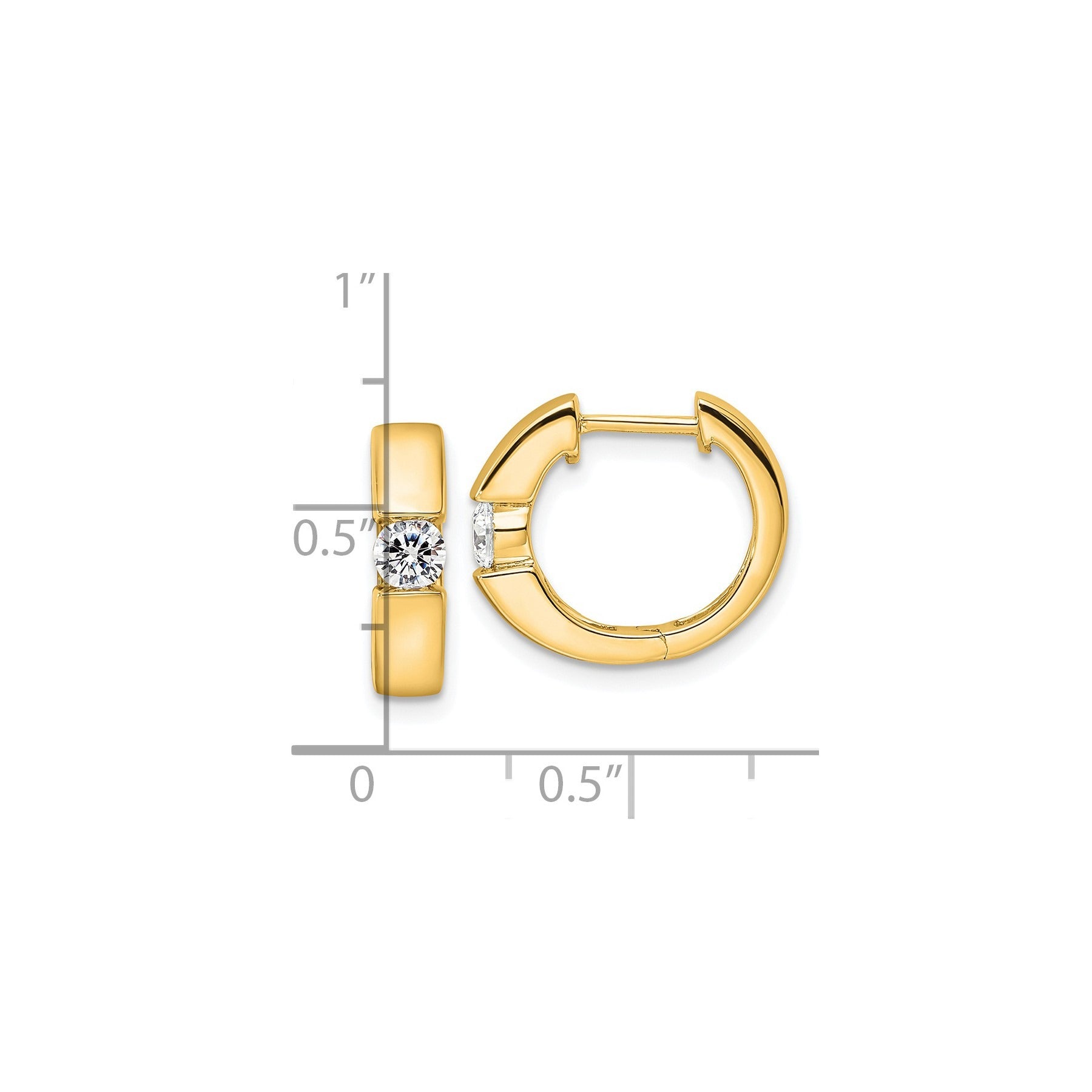 14K Gold Lab Grown Diamond Hinged Hoop Complete Earrings