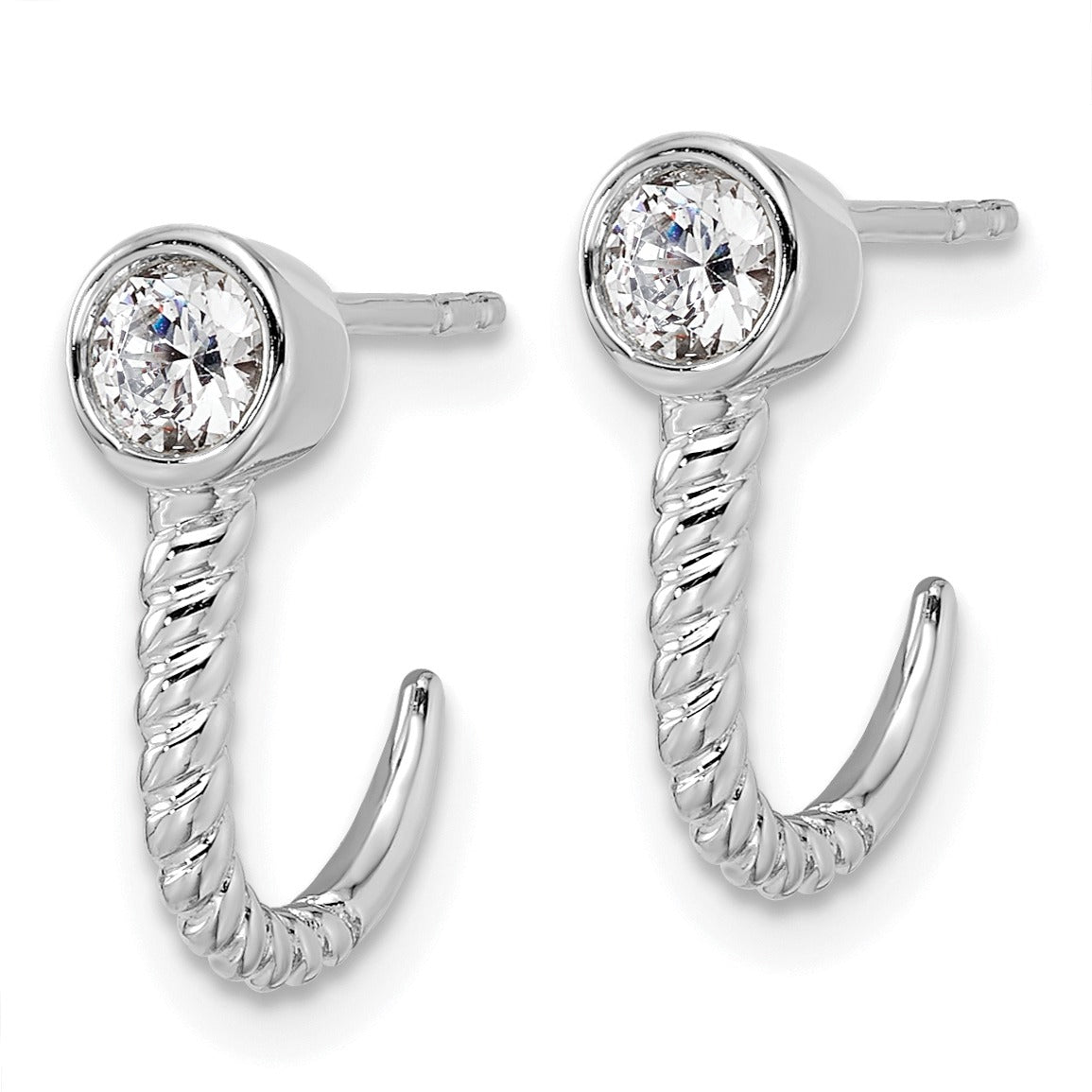 Lab Grown Diamond J-Hoop Earrings 14k Gold