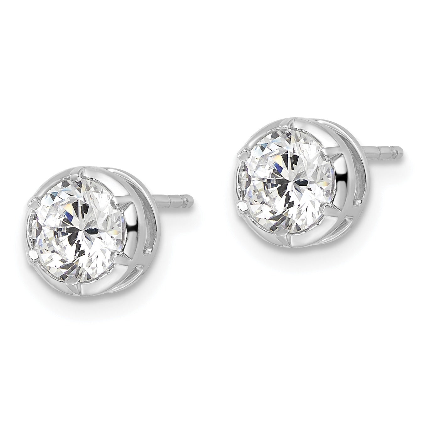 14K White Gold Lab Grown Diamond Solitaire Post Earrings