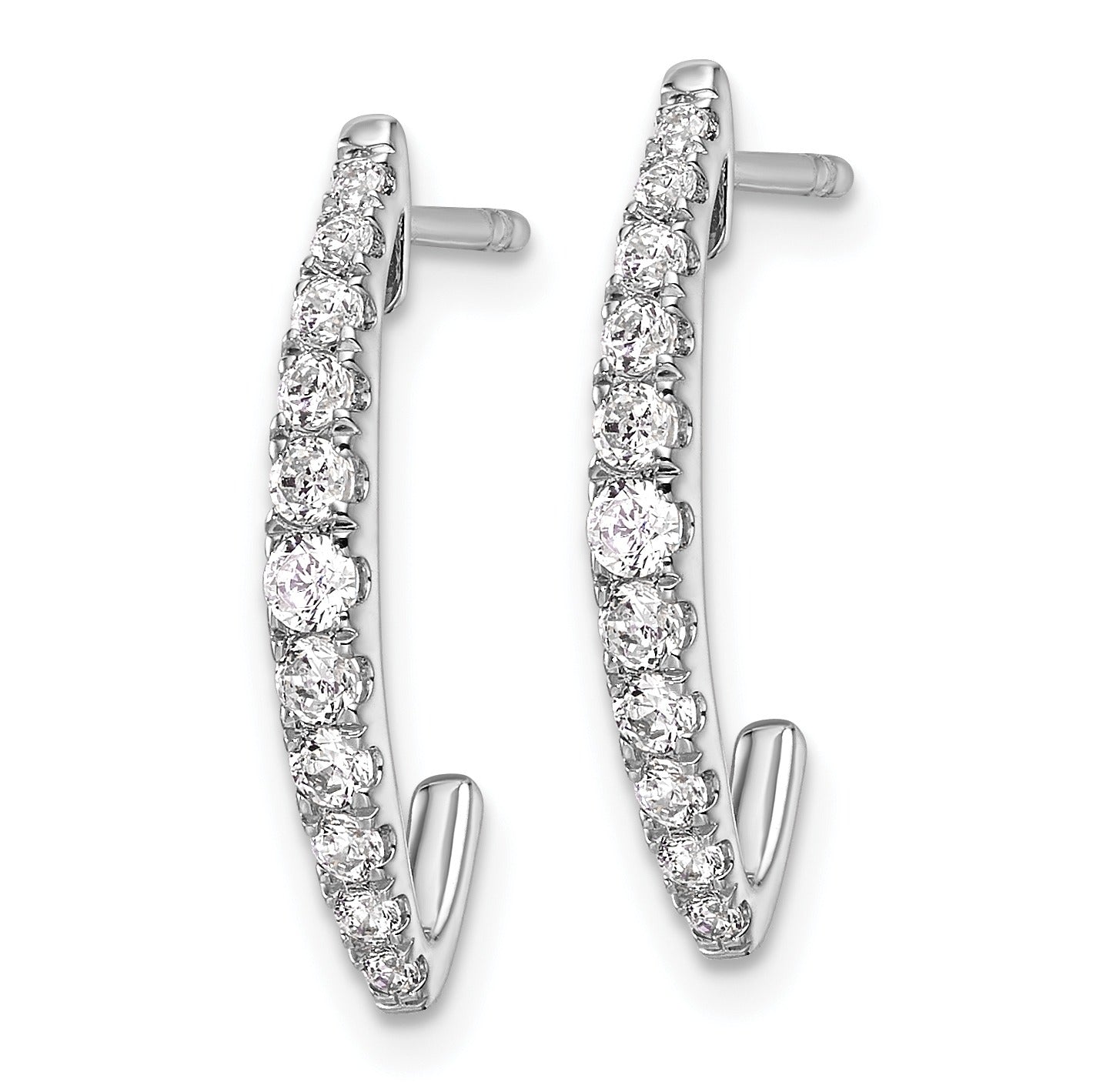 14K White Gold Lab Grown Diamond J-Hoop Earrings