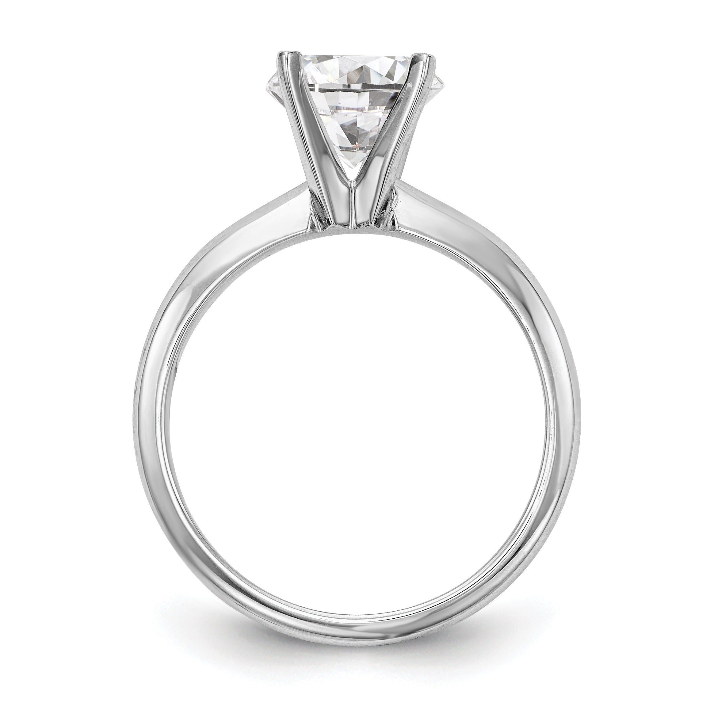 14k White Gold 2 carat Lightweight Solitaire Ring Mounting