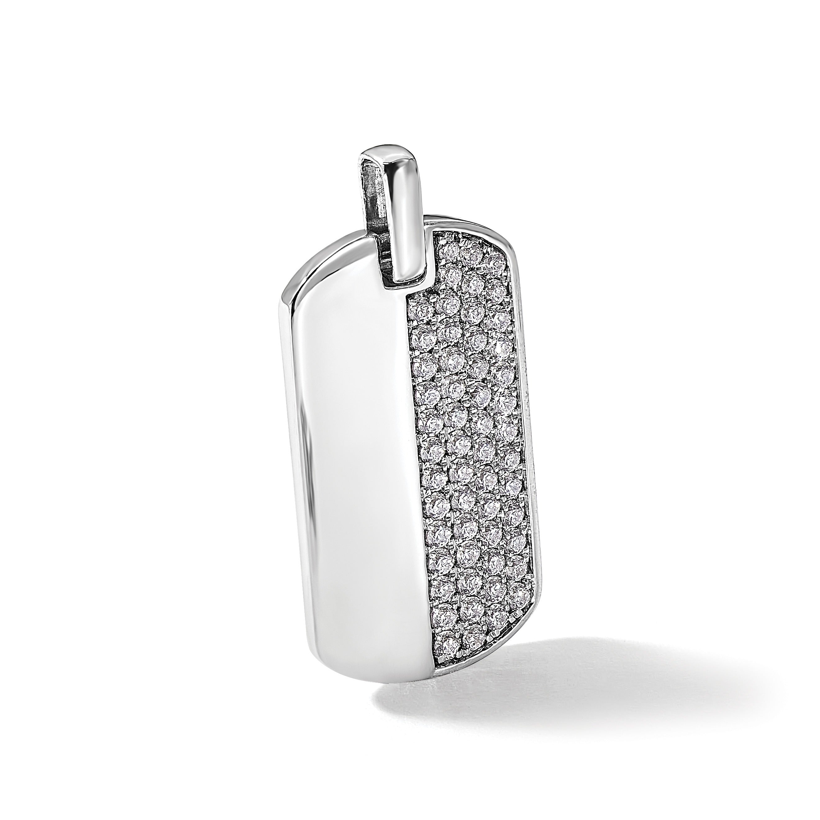 14K Gold  1 carat Lab Grown Diamond Dog Tag Pendant