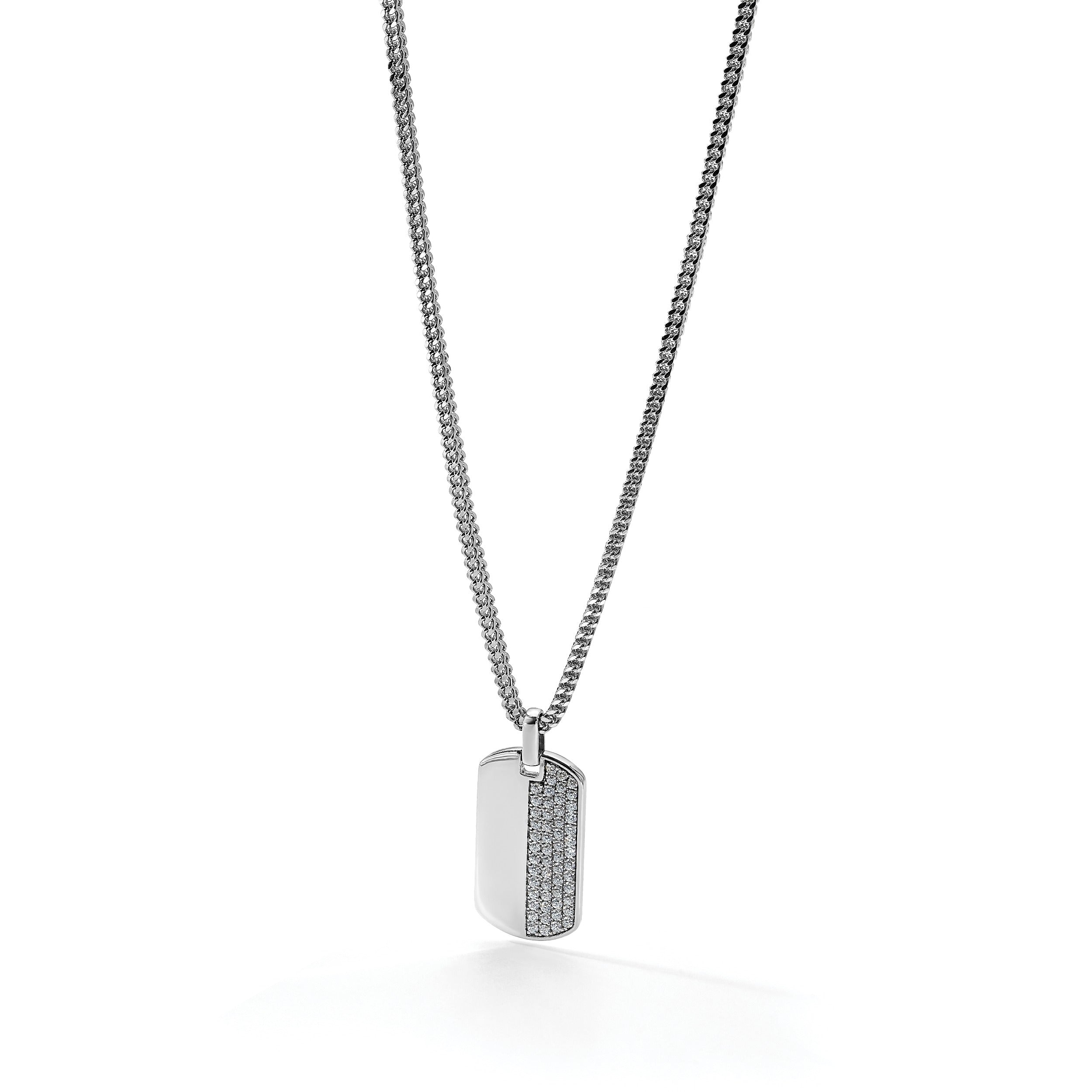 14K Gold  1 carat Lab Grown Diamond Dog Tag Pendant