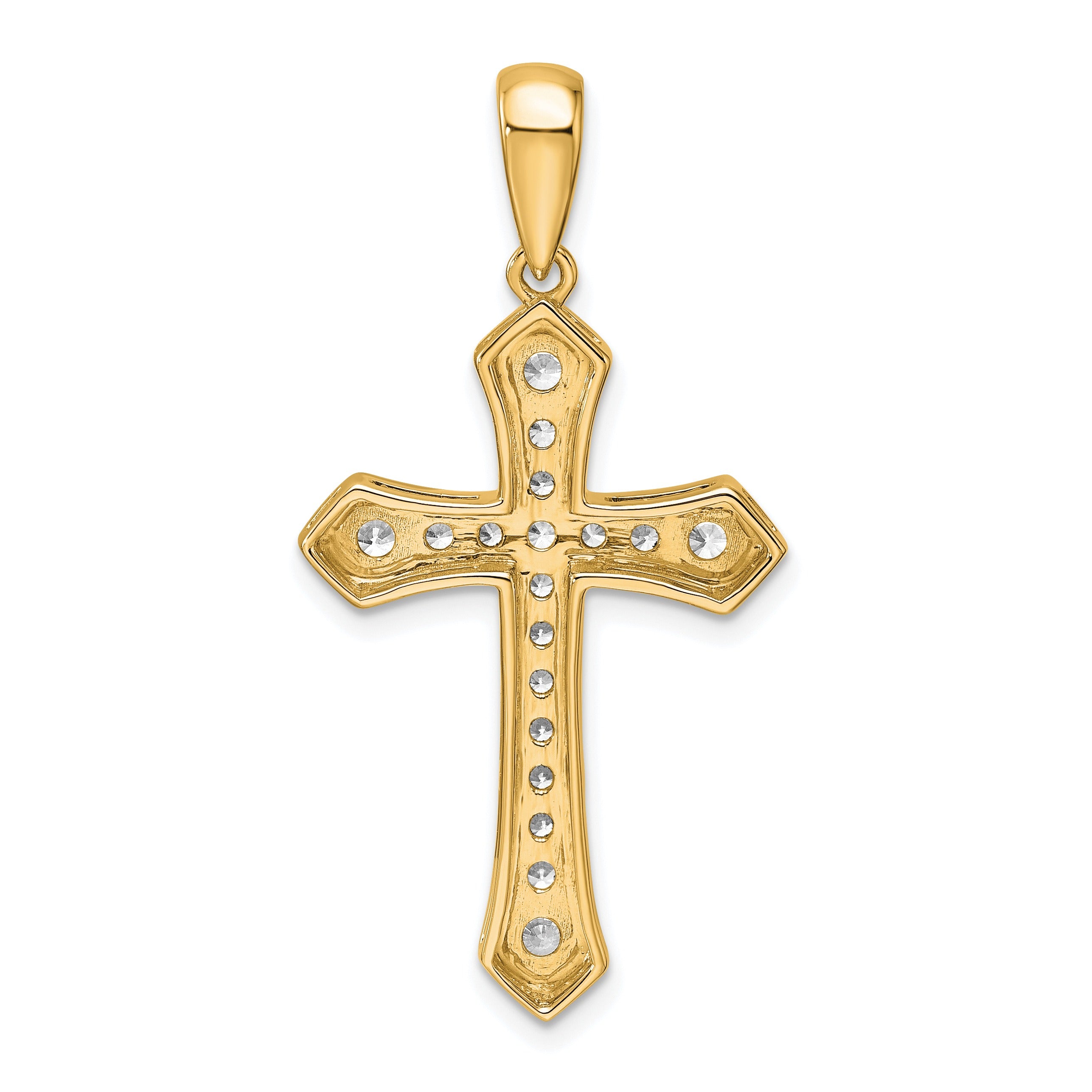 14K Gold 3/4 carat Lab Grown Diamond Cross Pendant