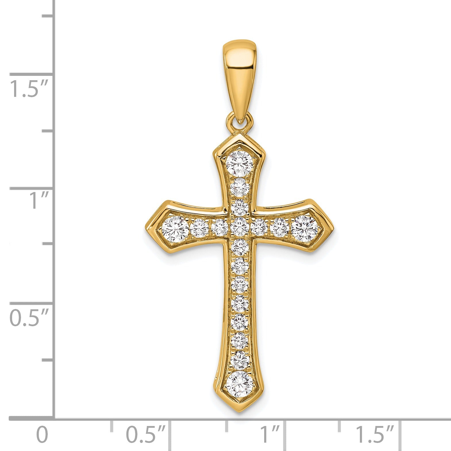 14K Gold 3/4 carat Lab Grown Diamond Cross Pendant