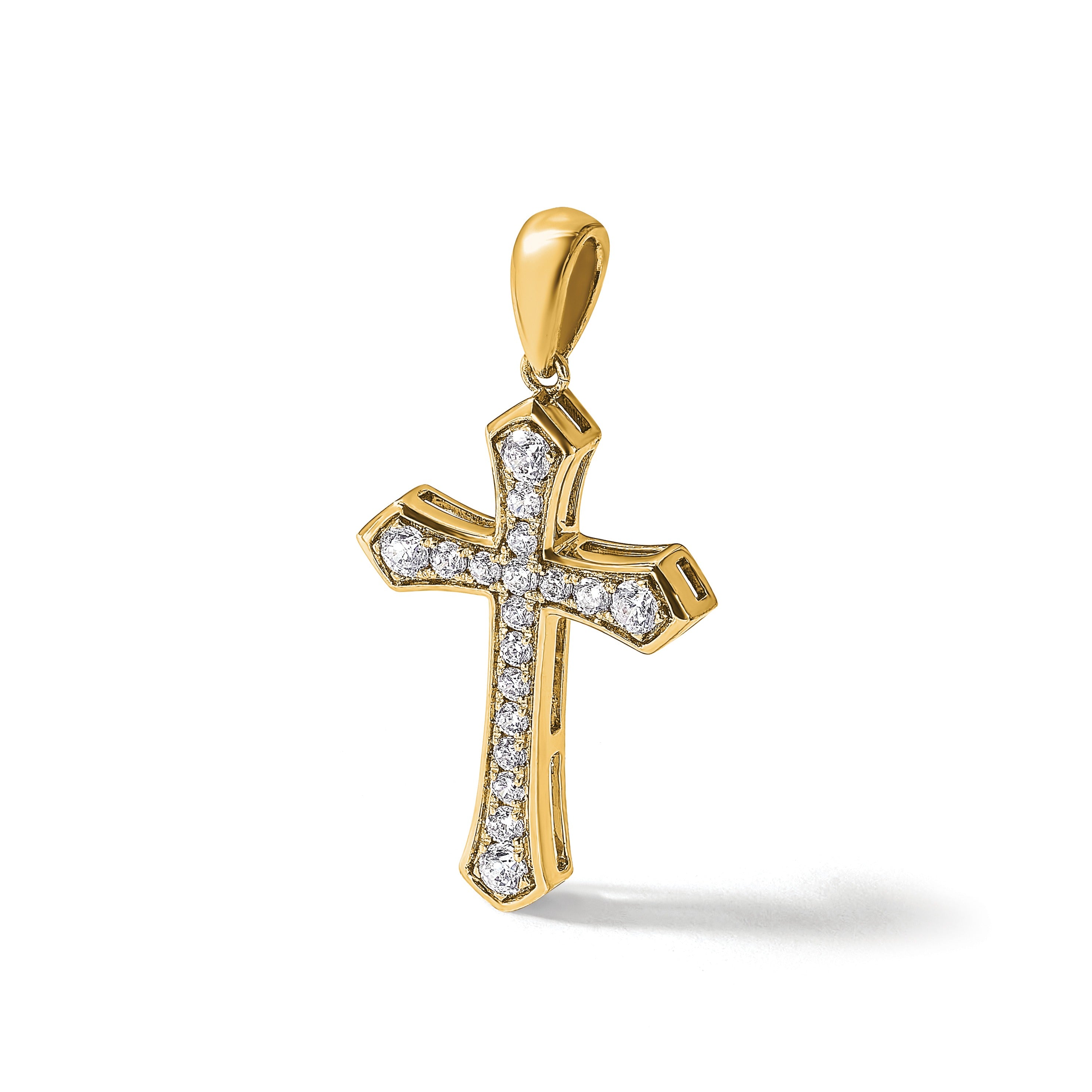 14K Gold 3/4 carat Lab Grown Diamond Cross Pendant