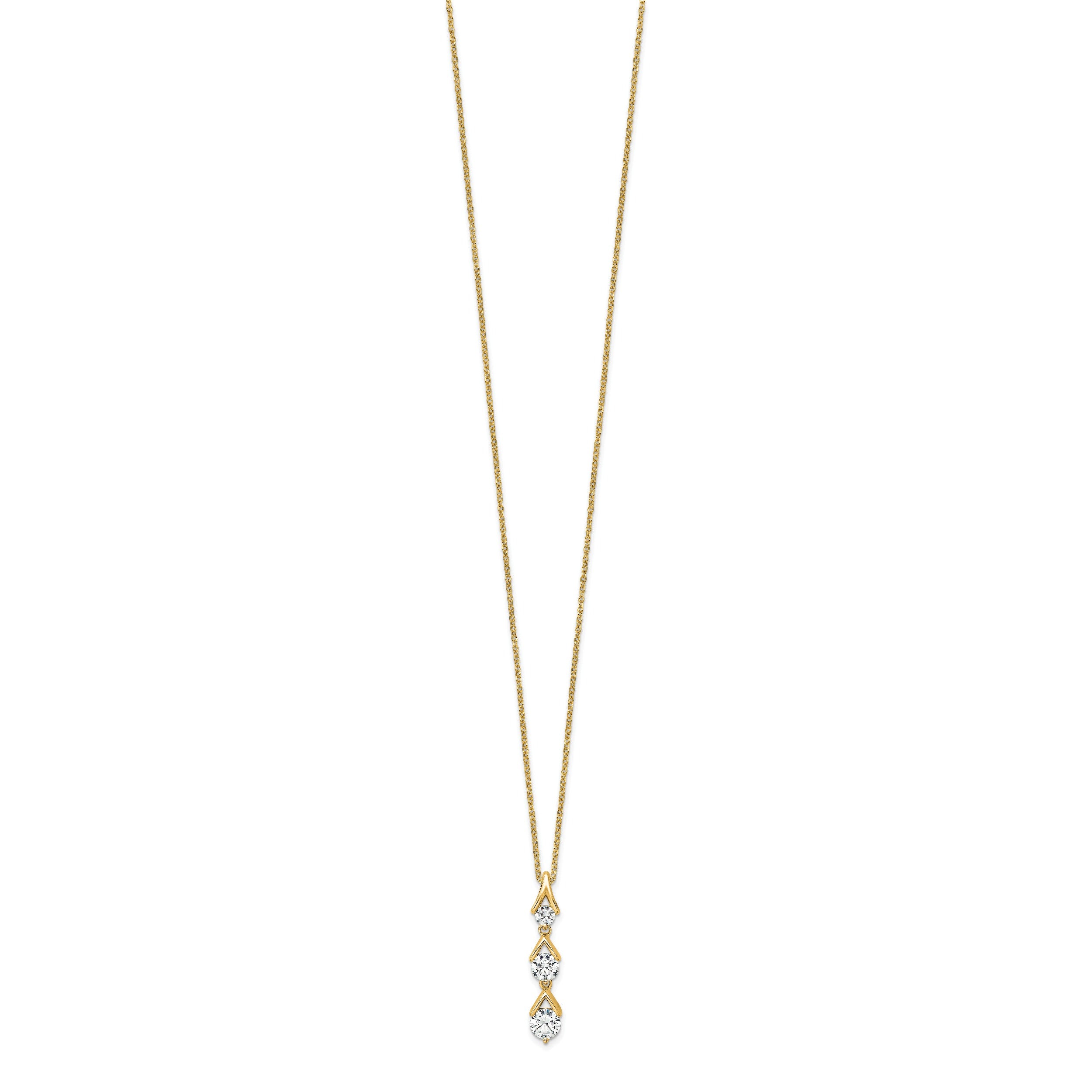 Lab Grown Three Diamond Drop Necklace