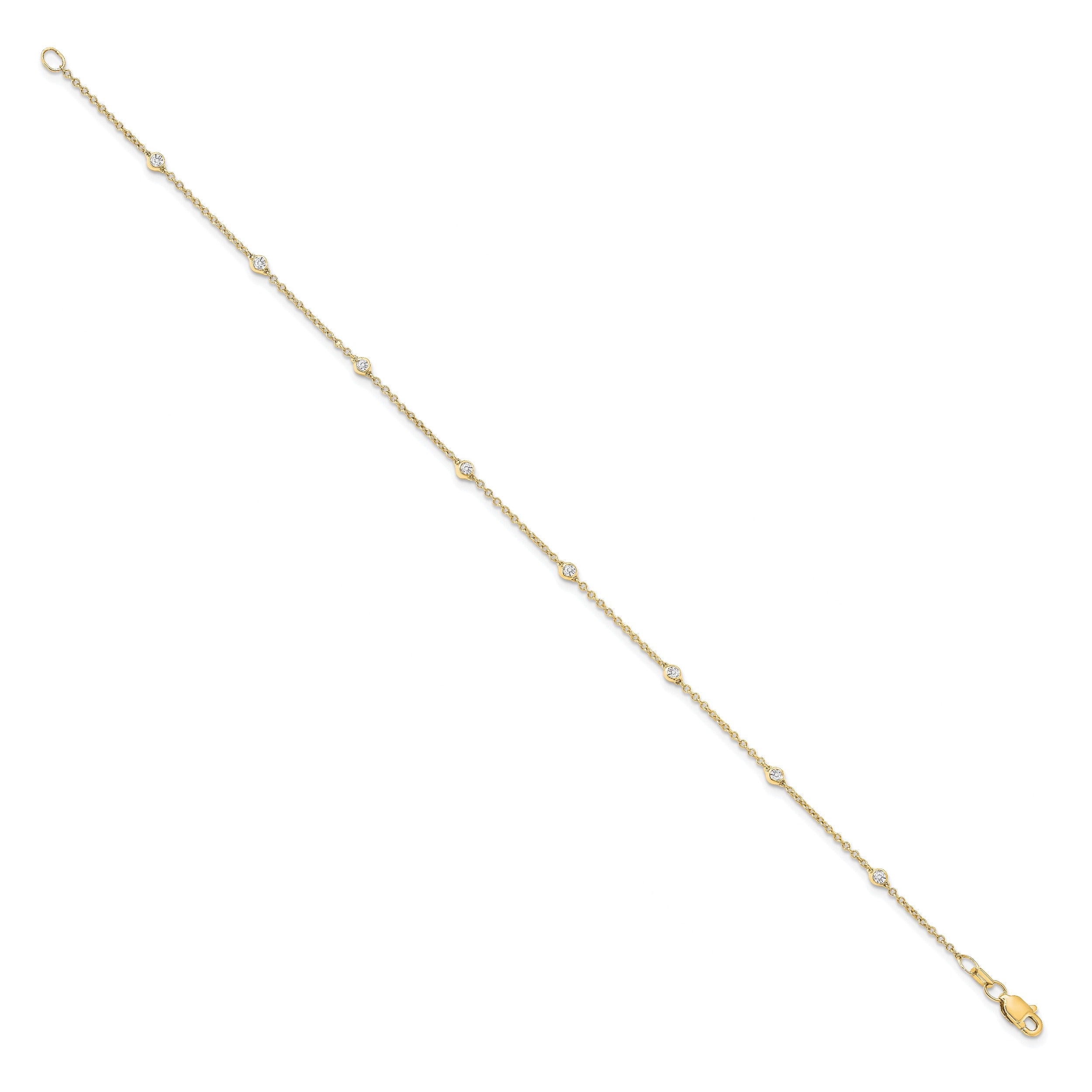 14K Yellow Gold Lab Grown Diamond Station Bracelet