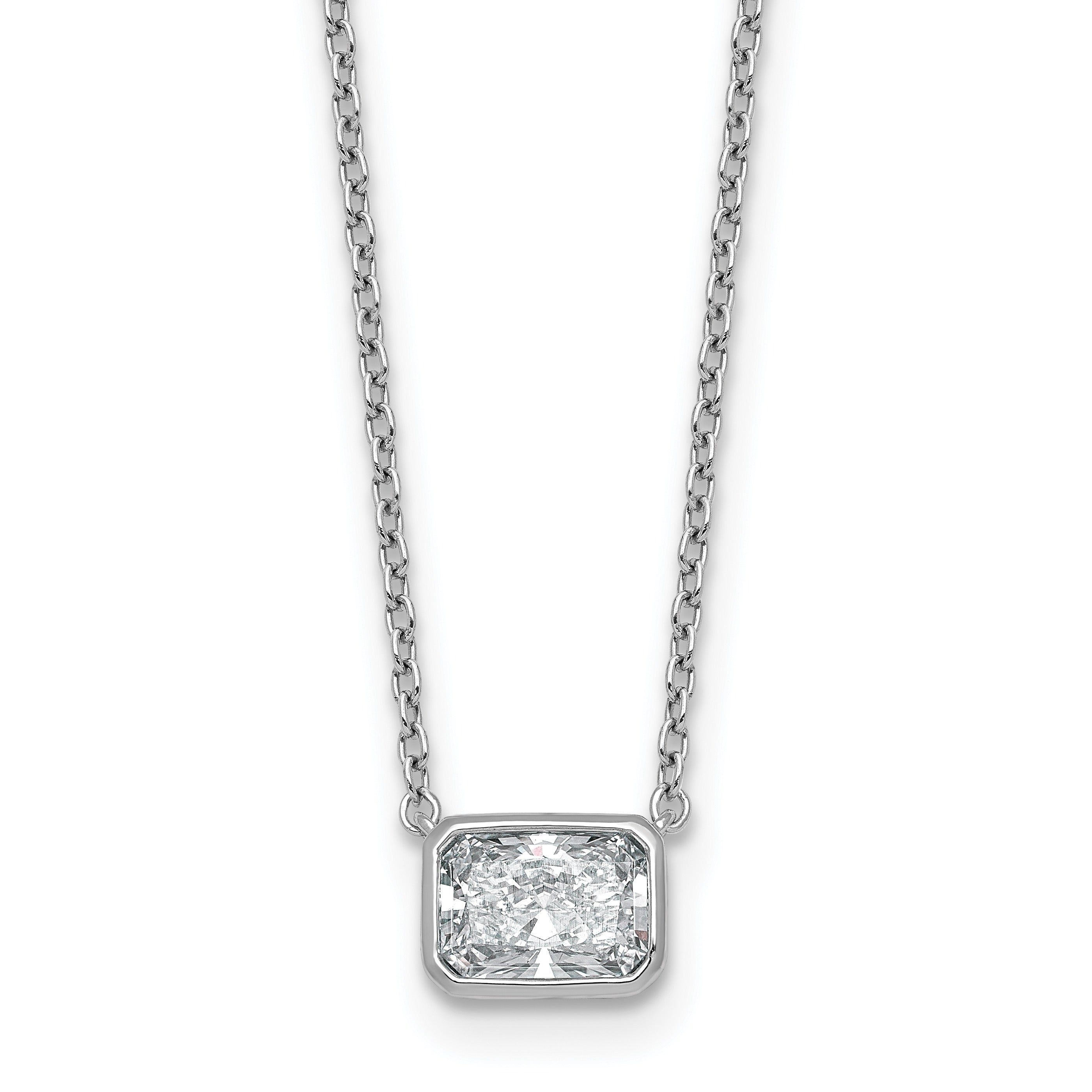 14k White Gold Lab Grown Diamond Bezel Set Solitaire Necklace