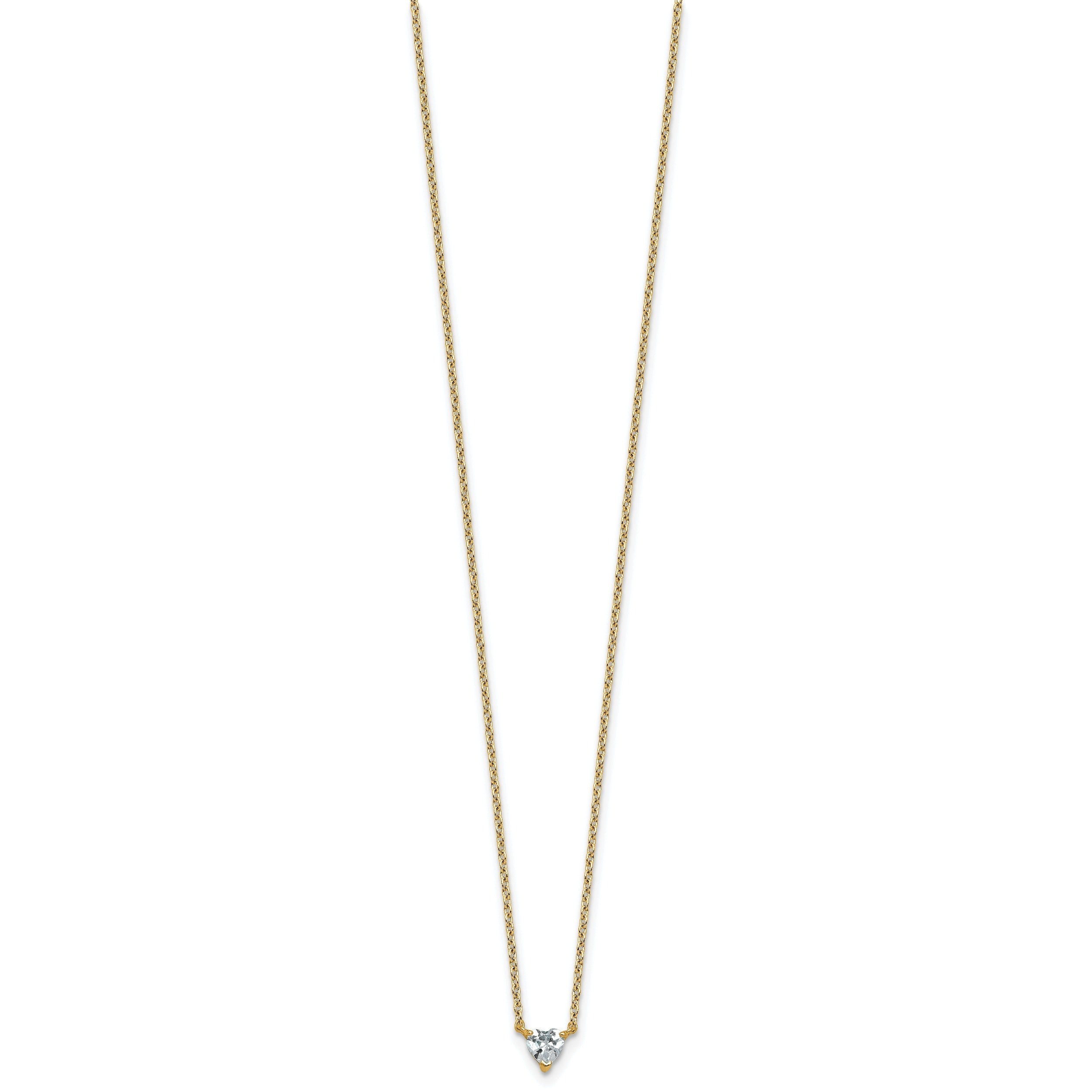 14k Gold Lab Grown Diamond Solitaire Heart Necklace