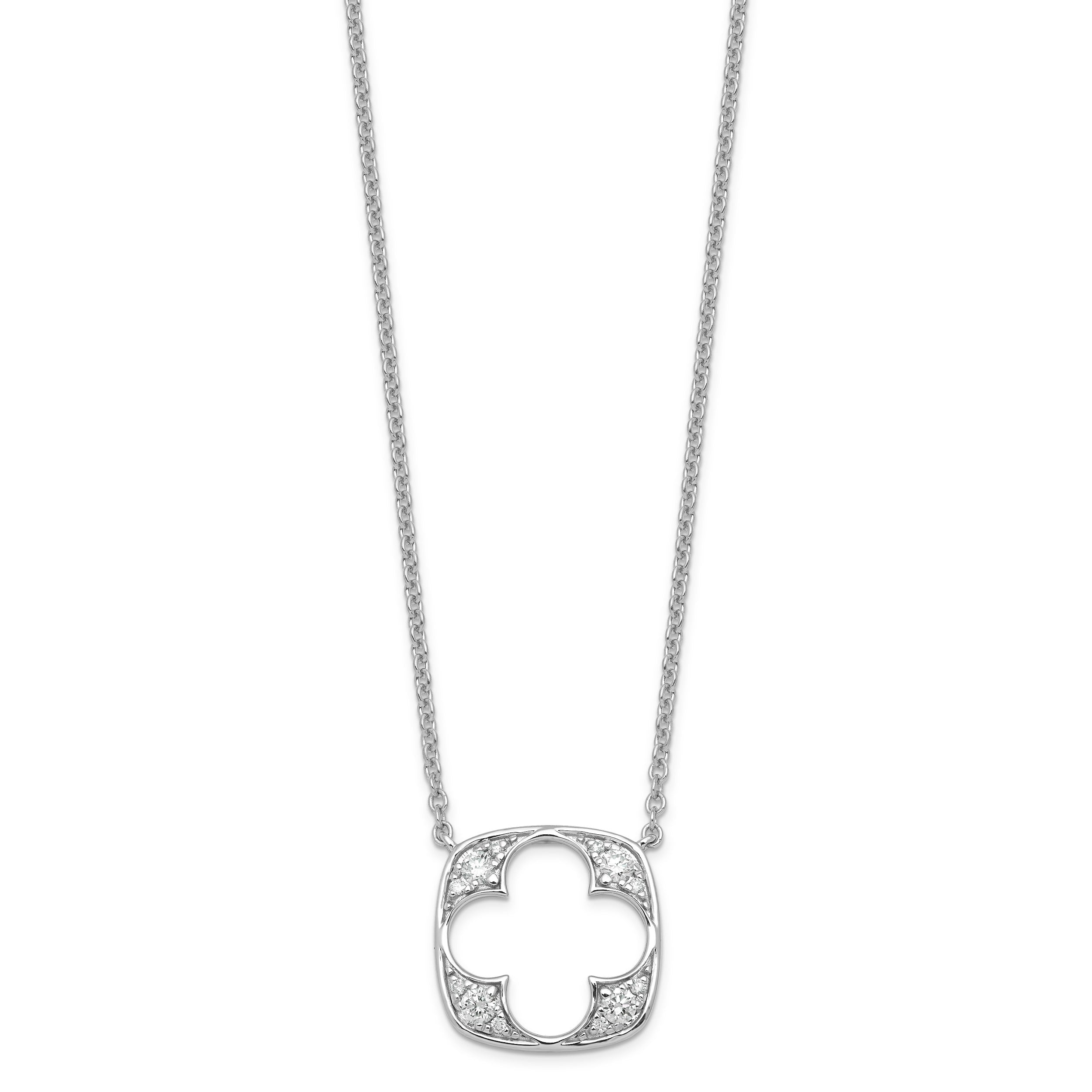 0.25 Ct Round White Lab Grown Diamond Prong 14K White Gold Floral Fashion Pendant Necklace