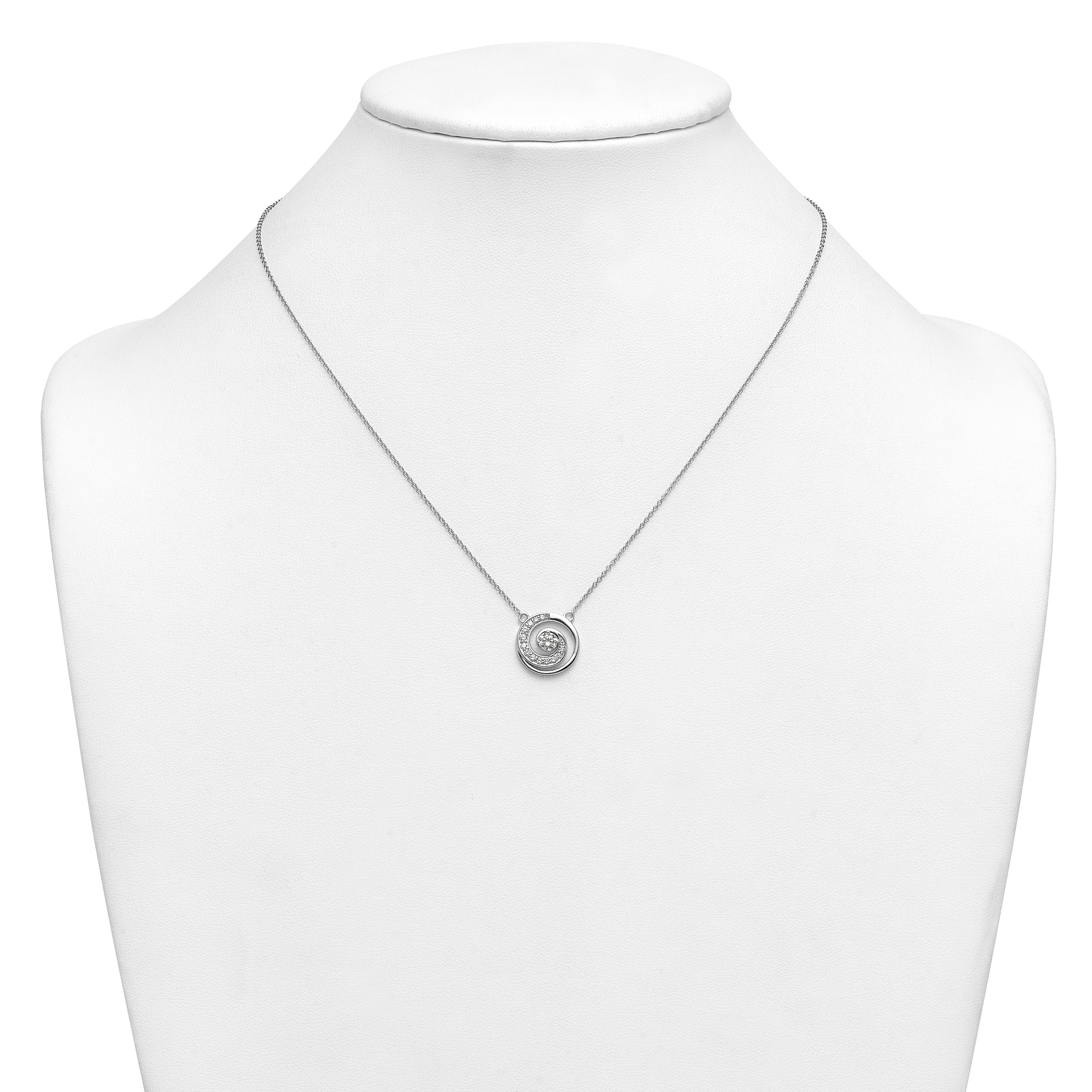 Round White Lab Diamond Prong 14k Gold Pendant Necklace