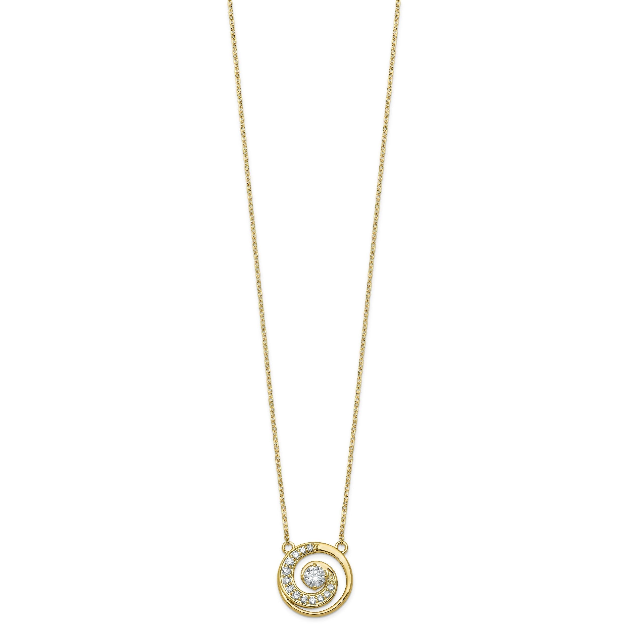 Round White Lab Diamond Prong 14k Gold Pendant Necklace