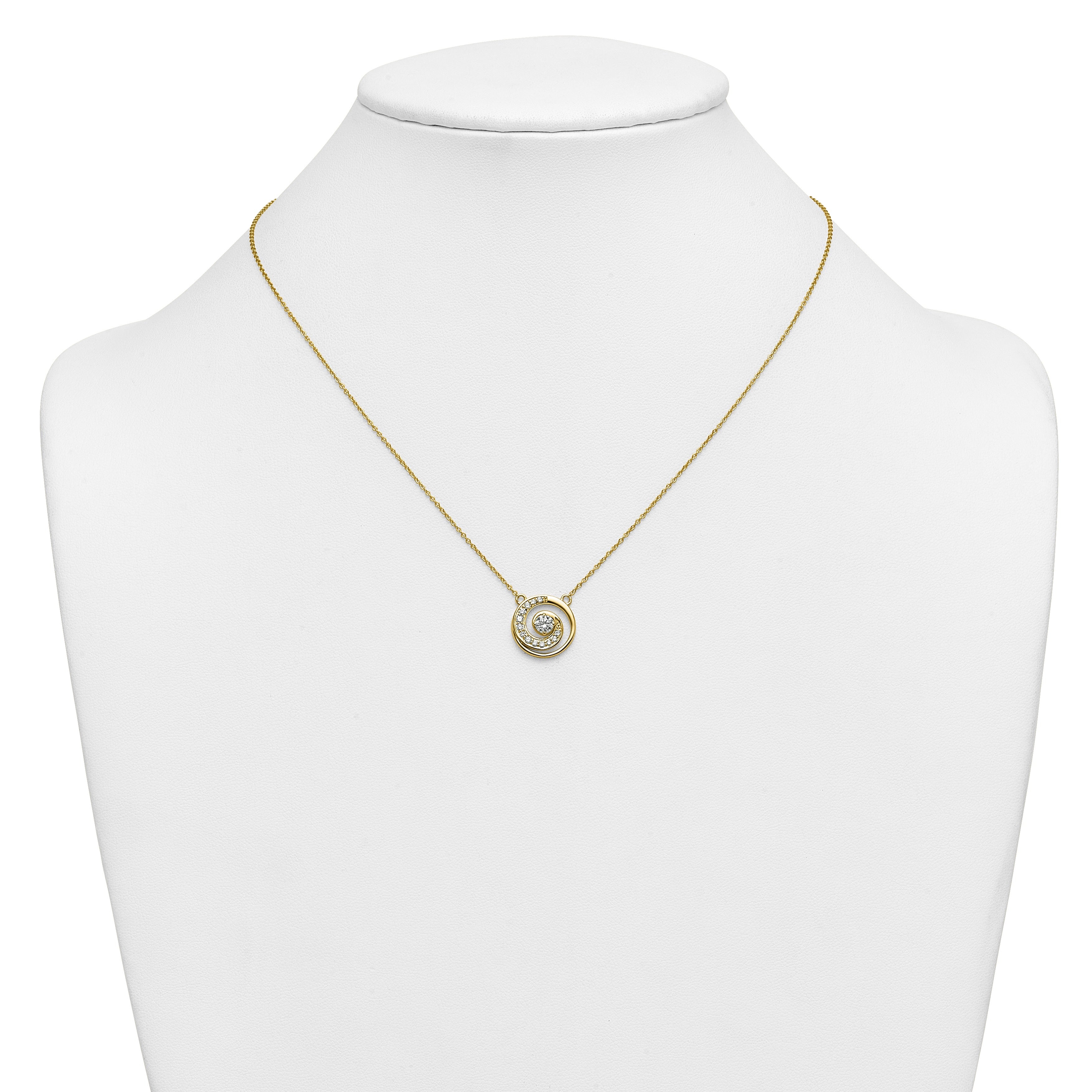 Round White Lab Diamond Prong 14k Gold Pendant Necklace