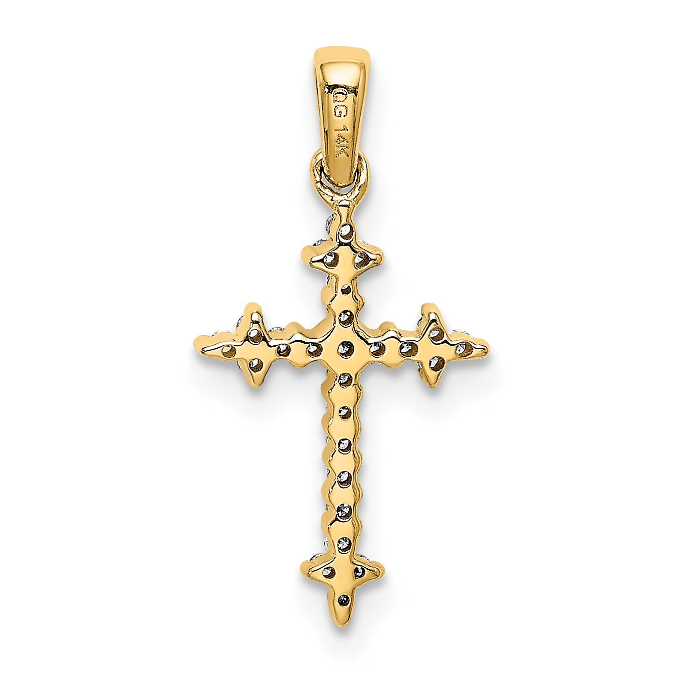 14k Gold 1/10 carat Lab Grown Diamond Cross Pendant
