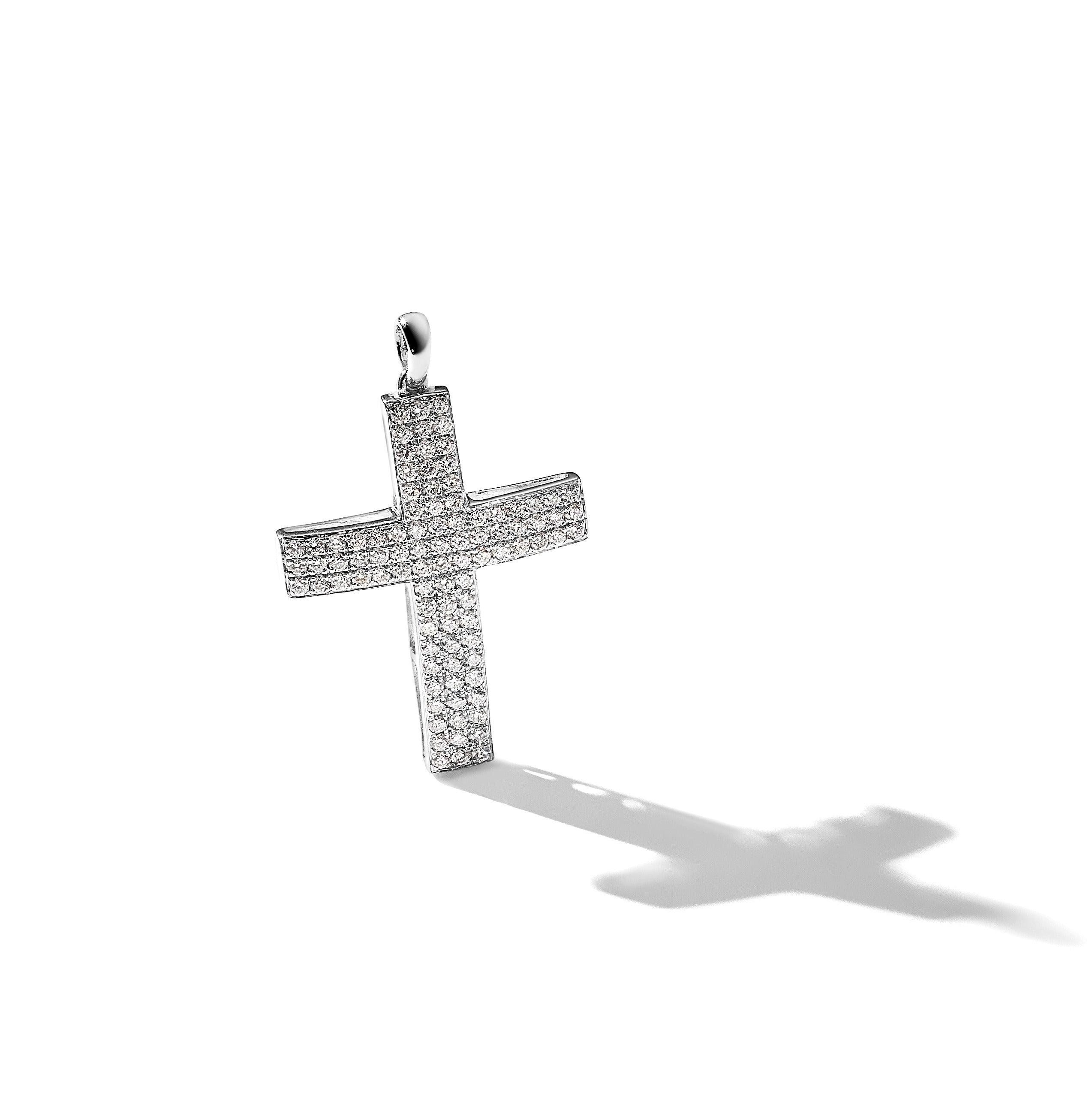 14k White Gold Lab Grown Diamond Latin Cross Pendant