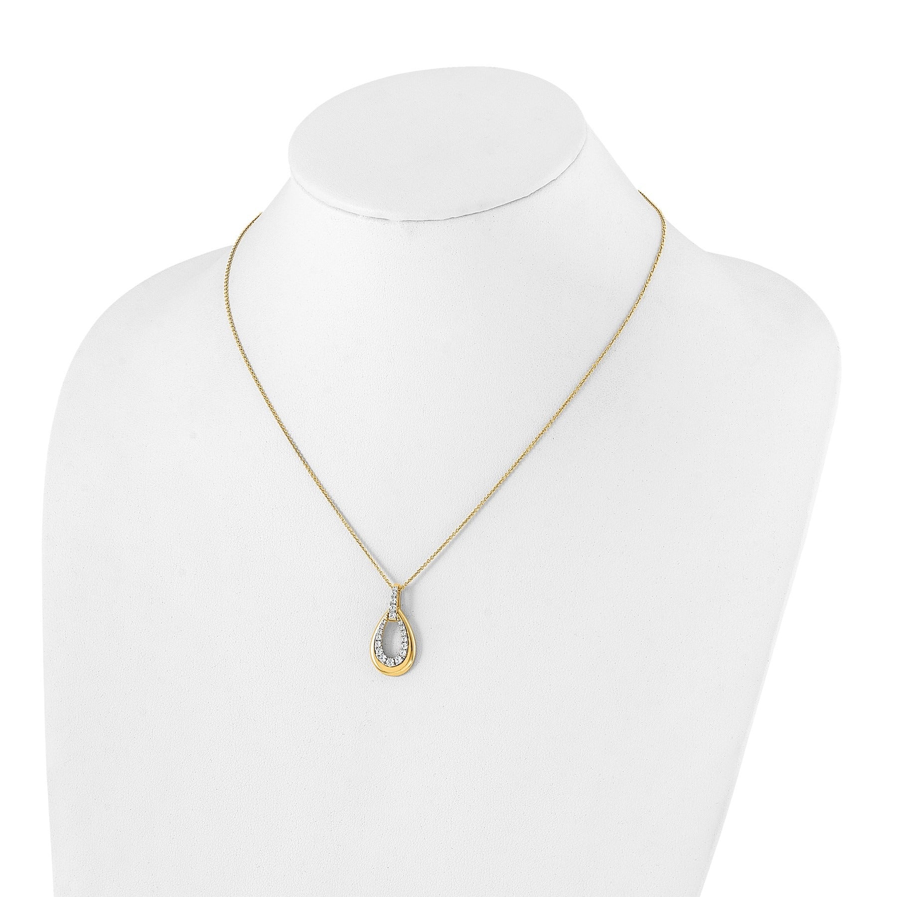 14K Gold Two Tone Lab Grown Diamond Teardrop Necklace
