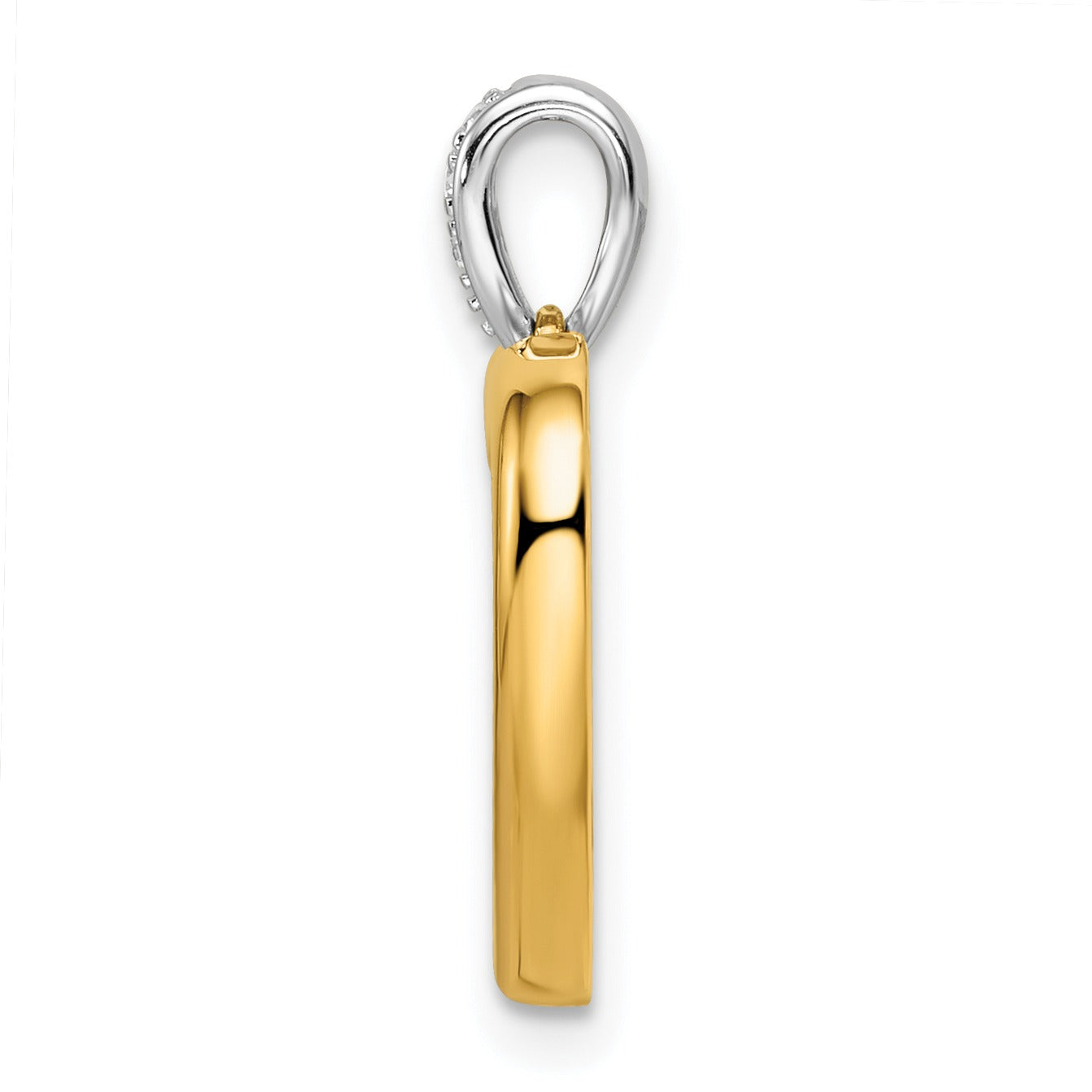 14k Two-tone 1/6 carat Lab Grown Diamond Dangle Double Heart Pendant