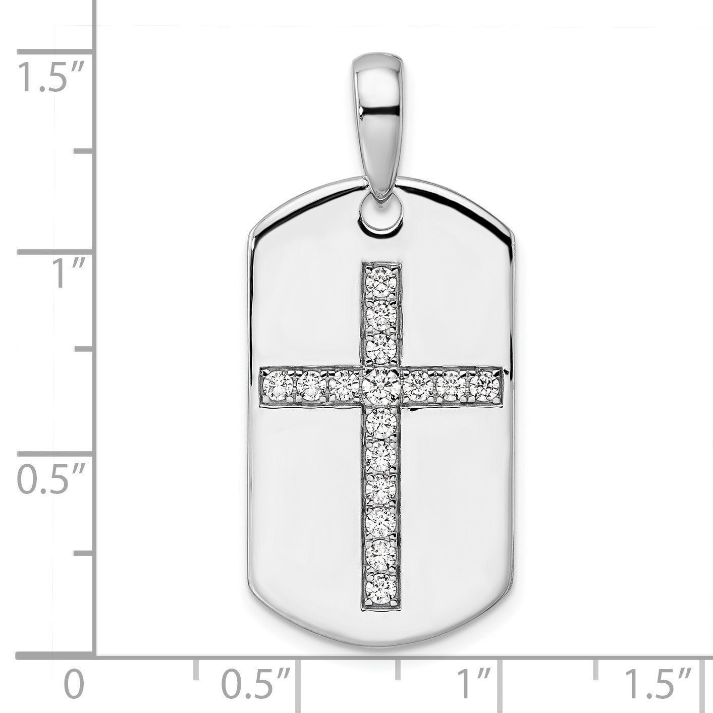 14K Gold Lab Grown Diamond Cross Dog Tag Pendant