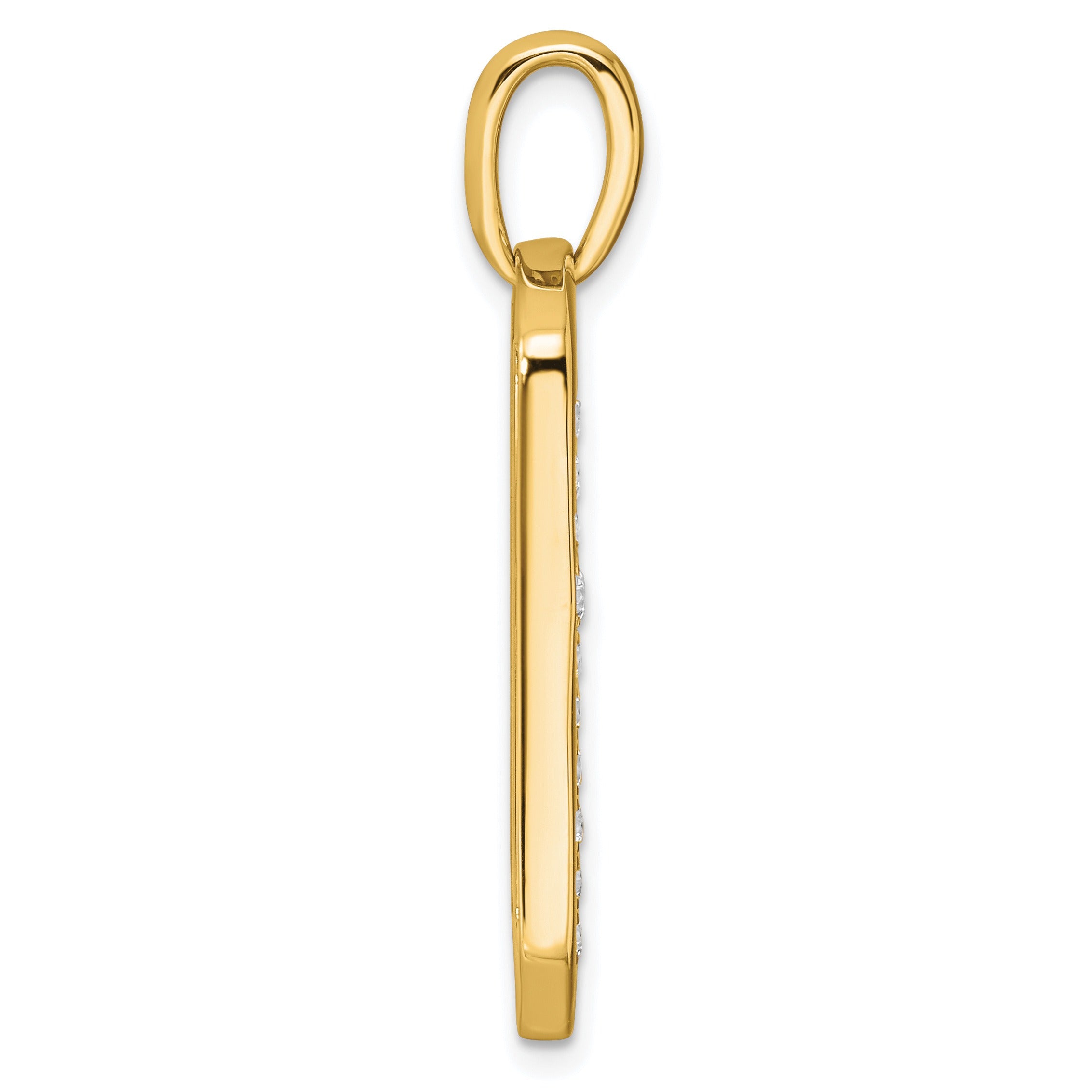 14K Gold Lab Grown Diamond Cross Dog Tag Pendant