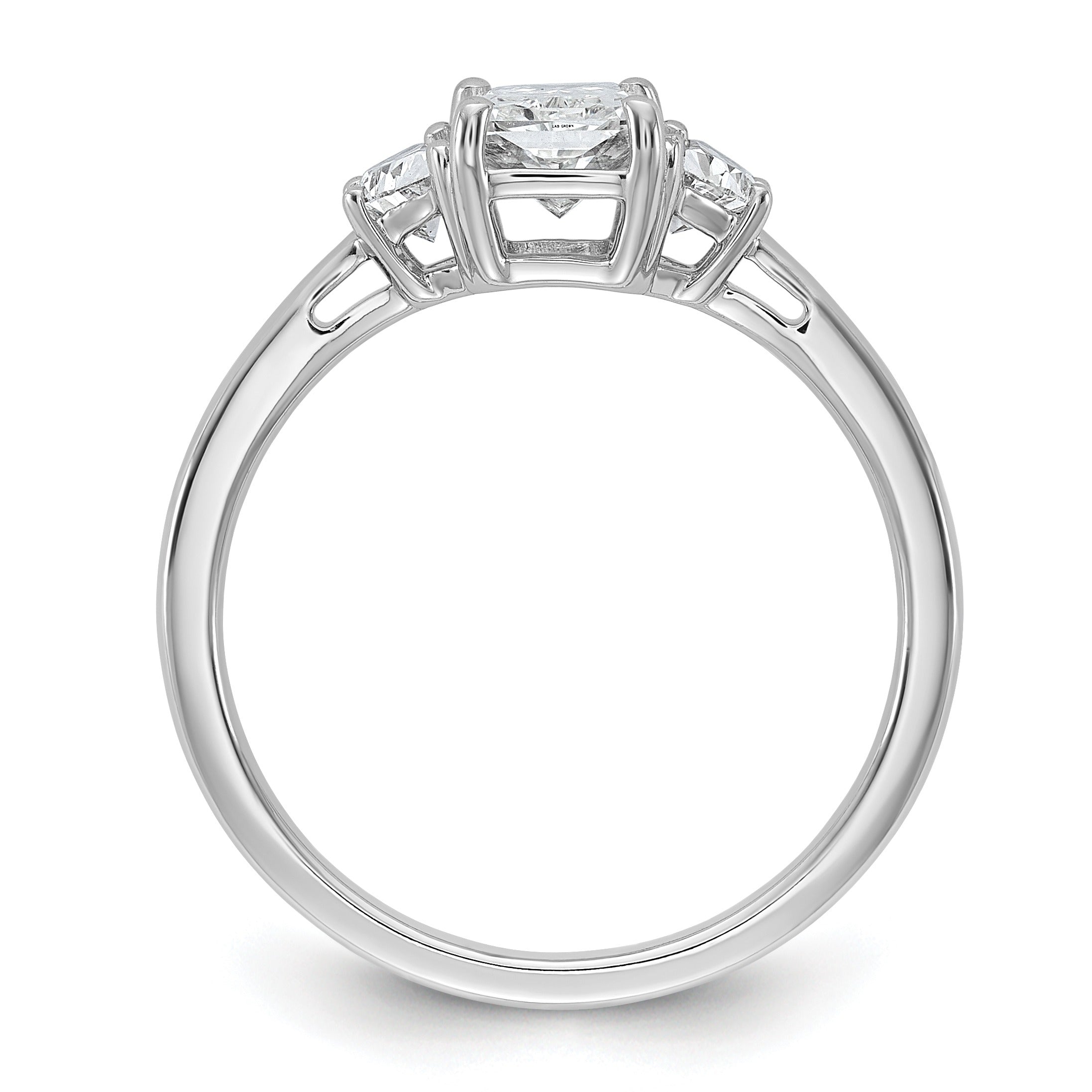 14K White Gold Lab Diamond 3 Stone Semi Mount Engagement Ring