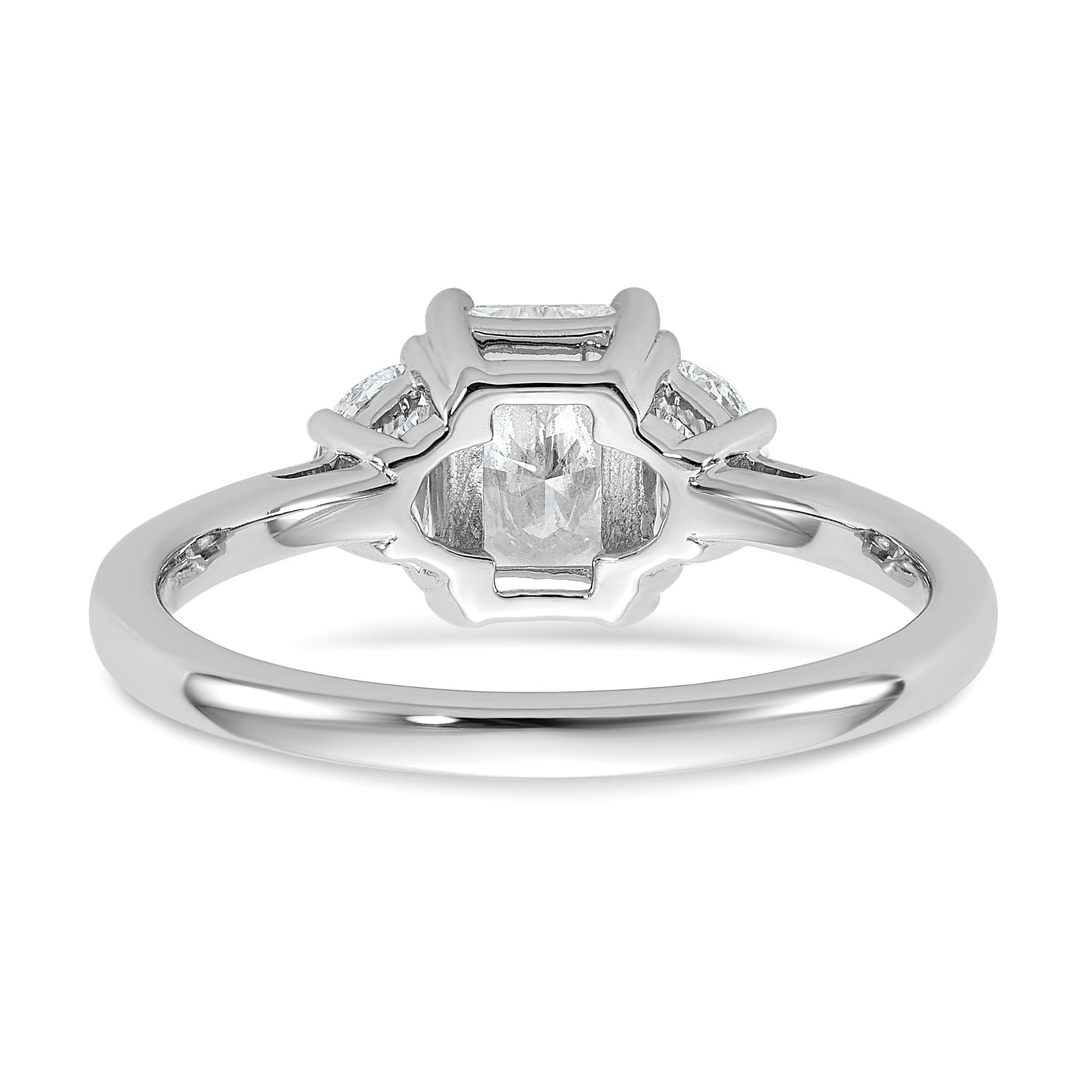 14K White Gold Lab Diamond 3 Stone Semi Mount Engagement Ring