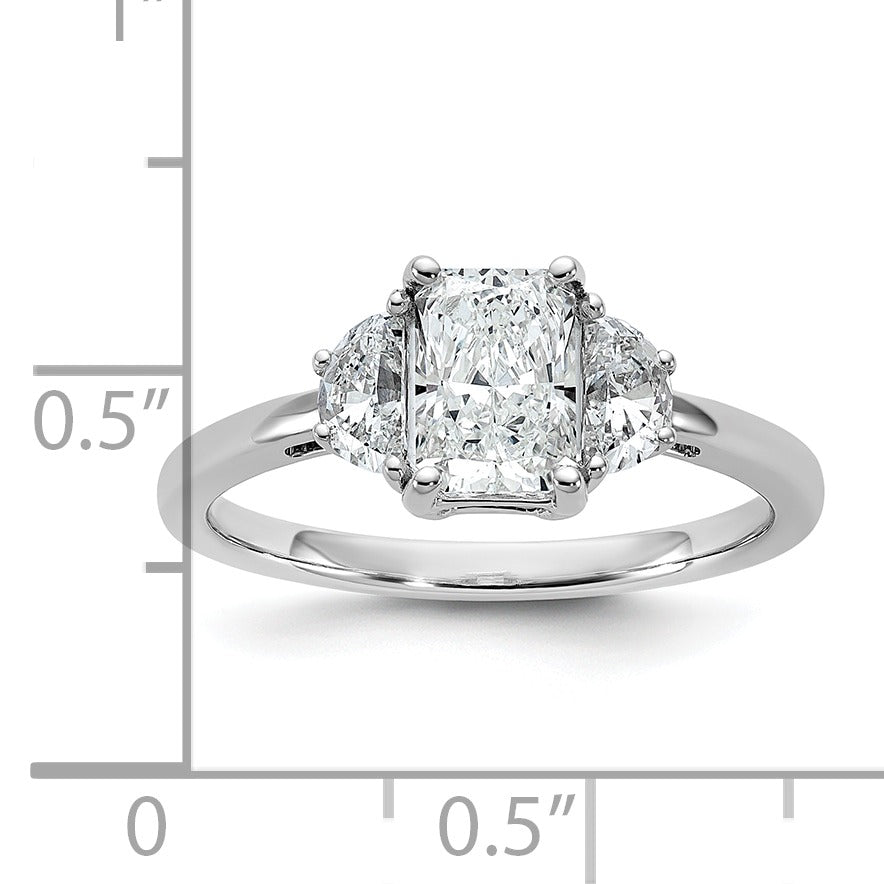 14K White Gold Lab Diamond 3 Stone Semi Mount Engagement Ring