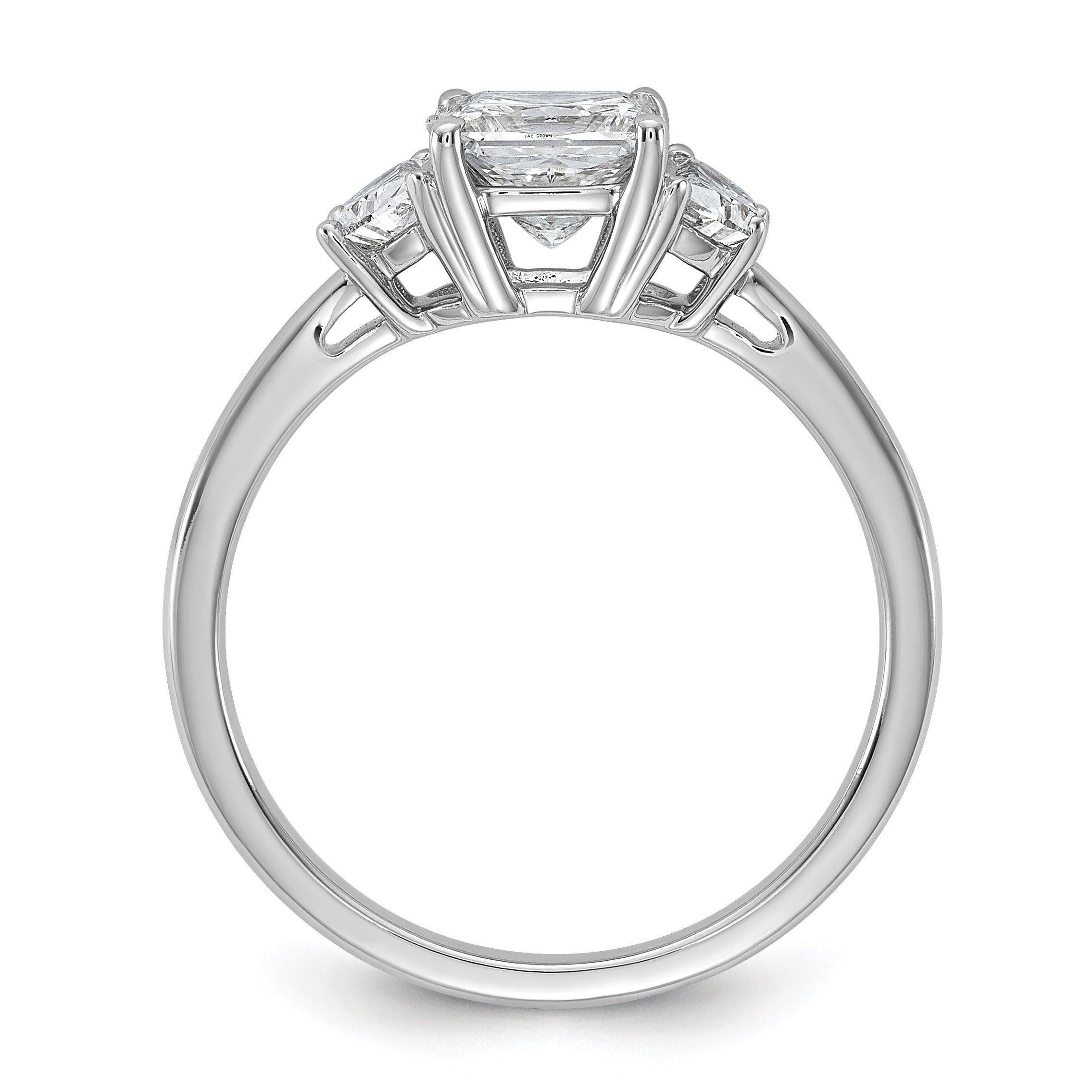 Lab Grown Diamond Princess and Half-moon 3-Stone Bridal Ring