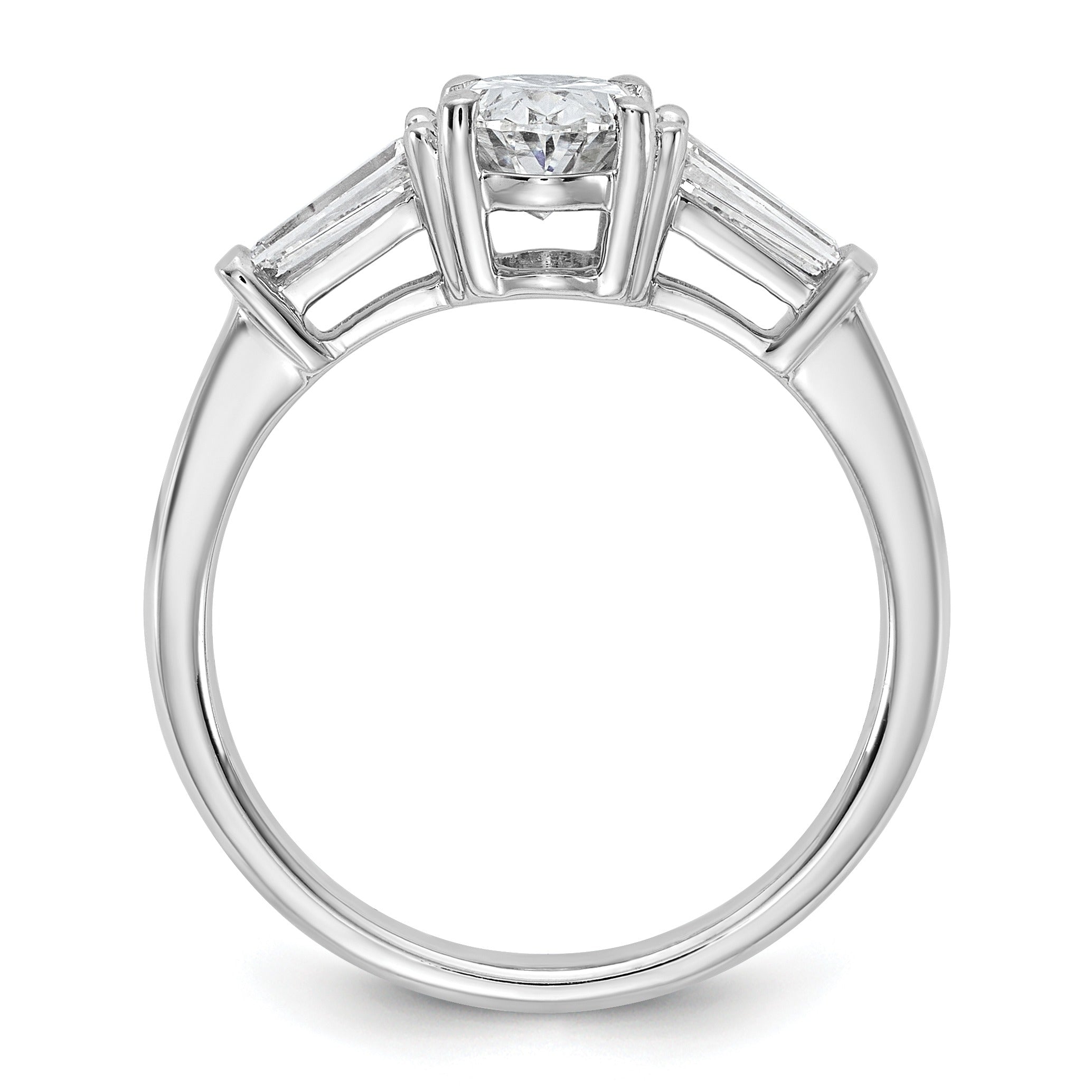 Lab Grown Diamond Oval and Baguette 3-Stone Ring
