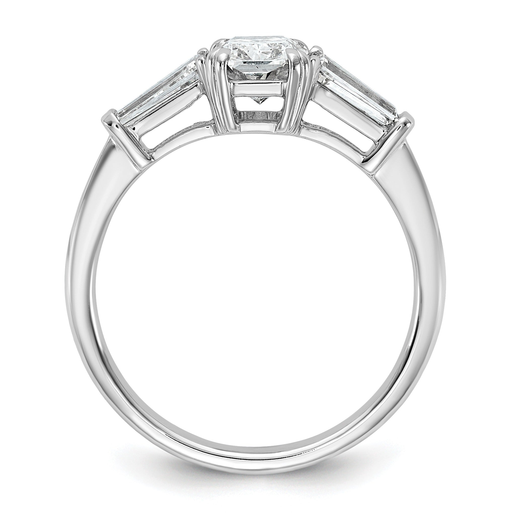 14K White Gold Lab Grown Diamond Baguette 3-Stone Bridal Rings