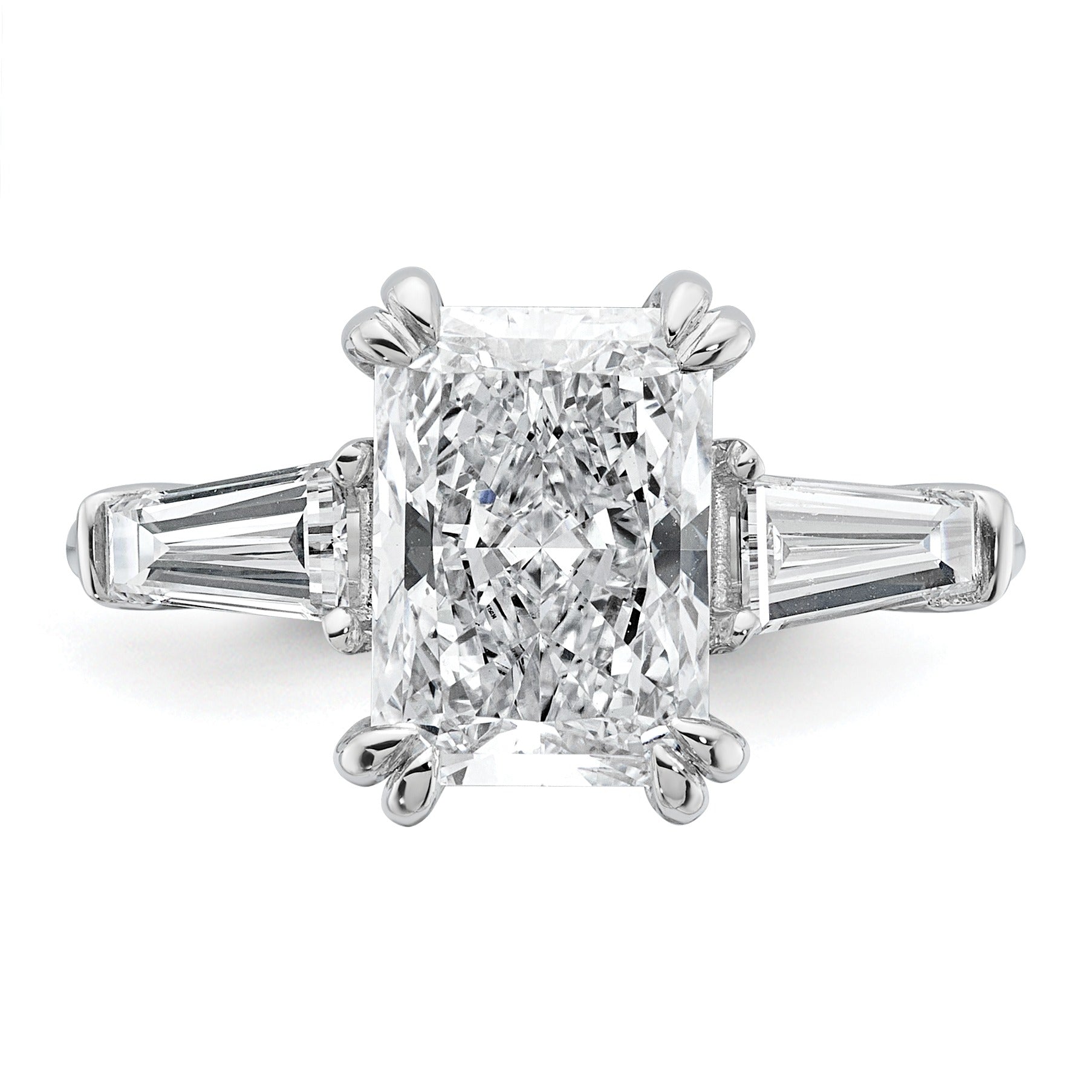 14K White Gold Lab Grown Diamond Baguette 3-Stone Bridal Rings