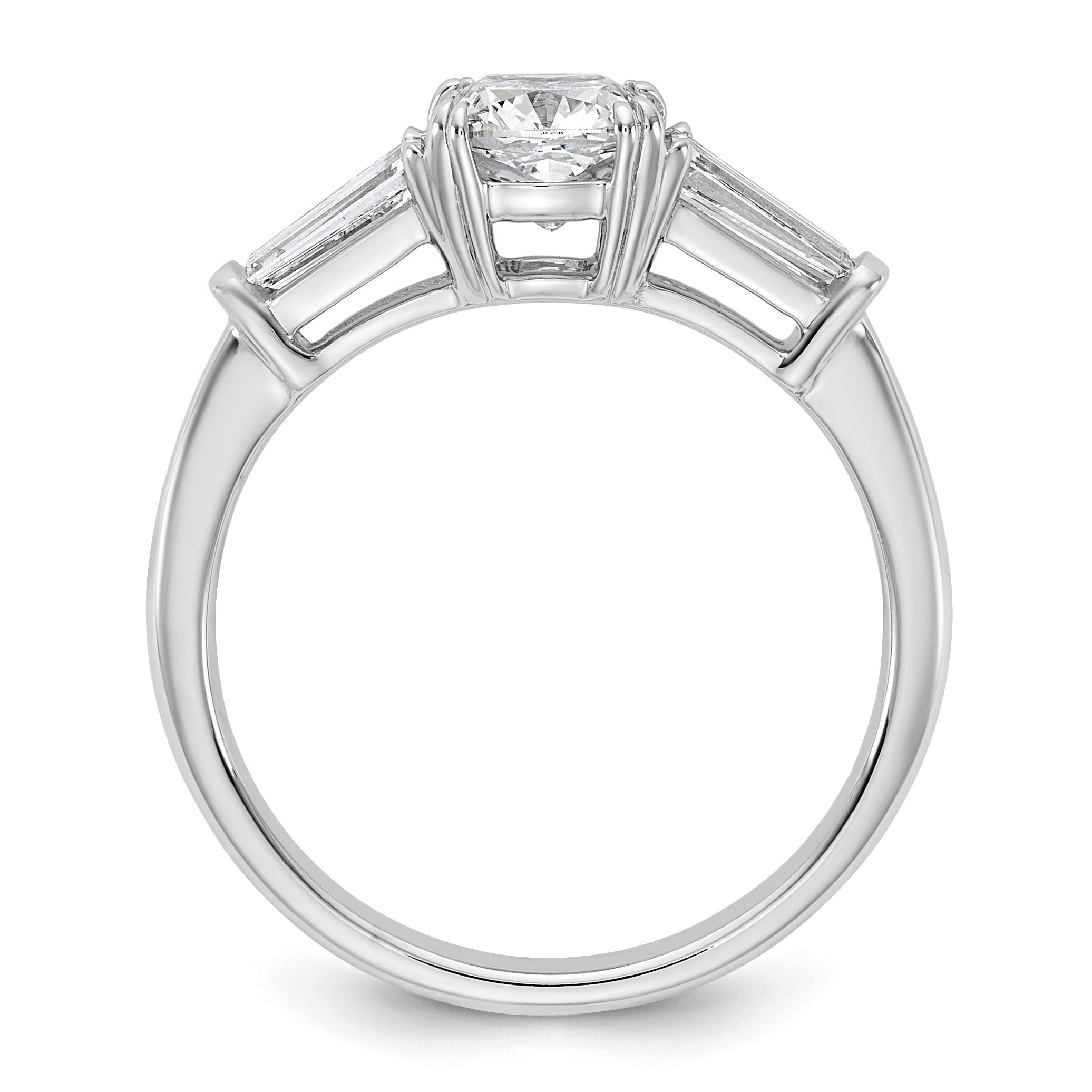 Lab Grown Diamond Cushion and Baguette 3-Stone Bridal Ring