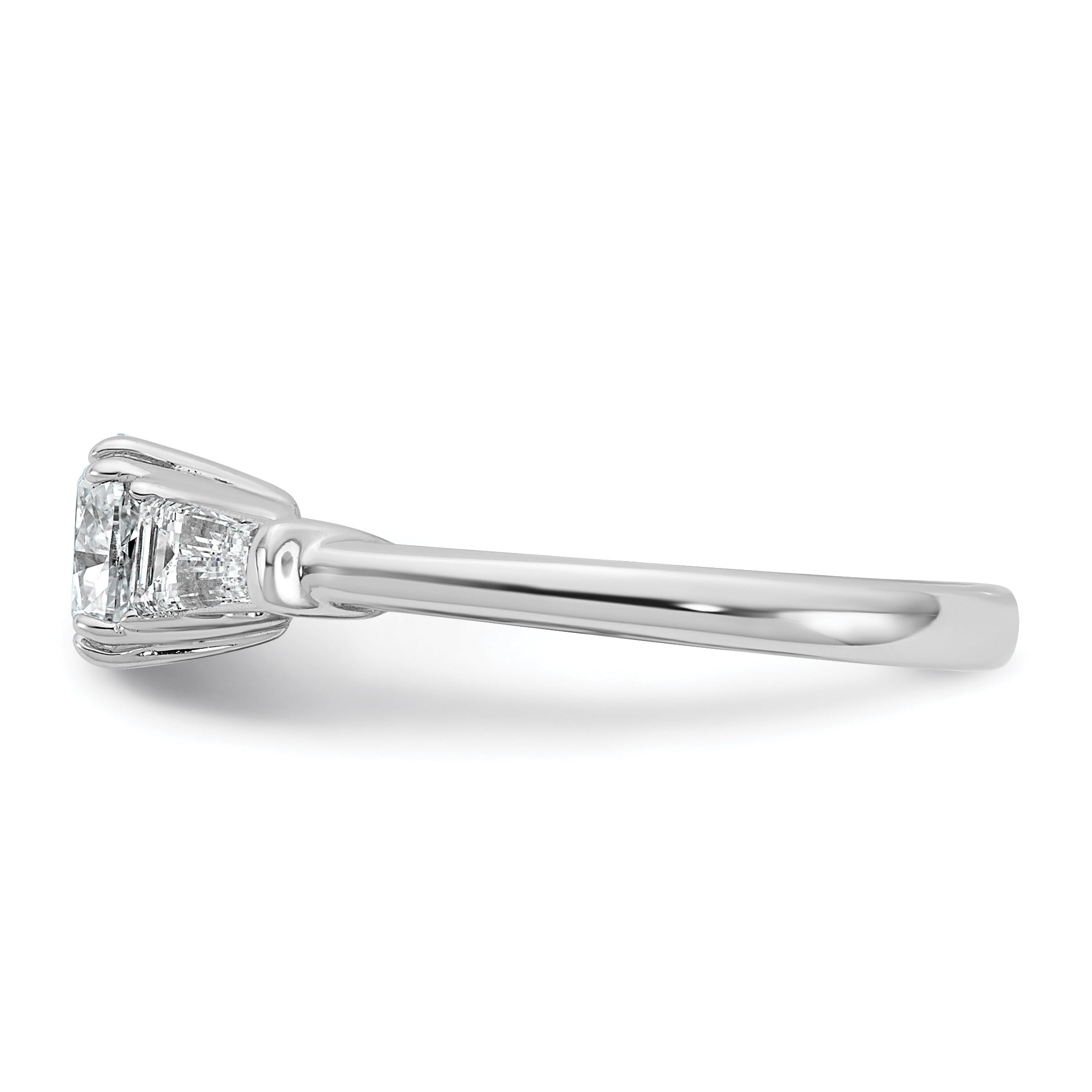 Lab Grown Diamond Cushion and Baguette 3-Stone Bridal Ring