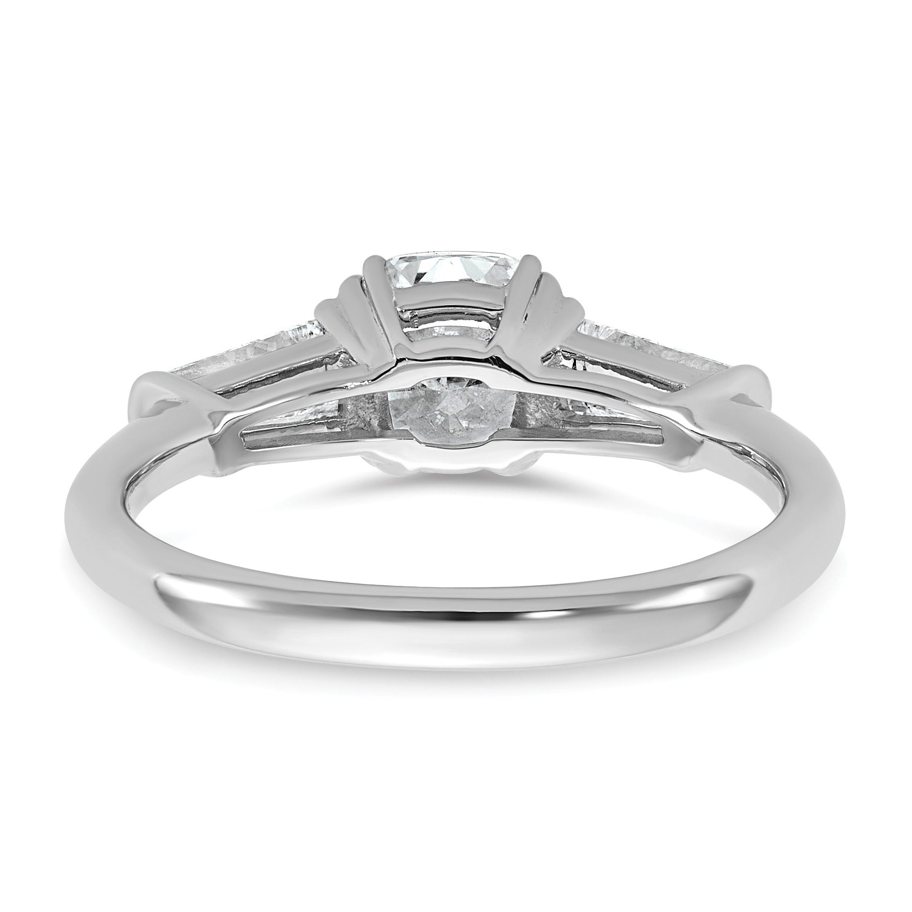Lab Grown Diamond Cushion and Baguette 3-Stone Bridal Ring