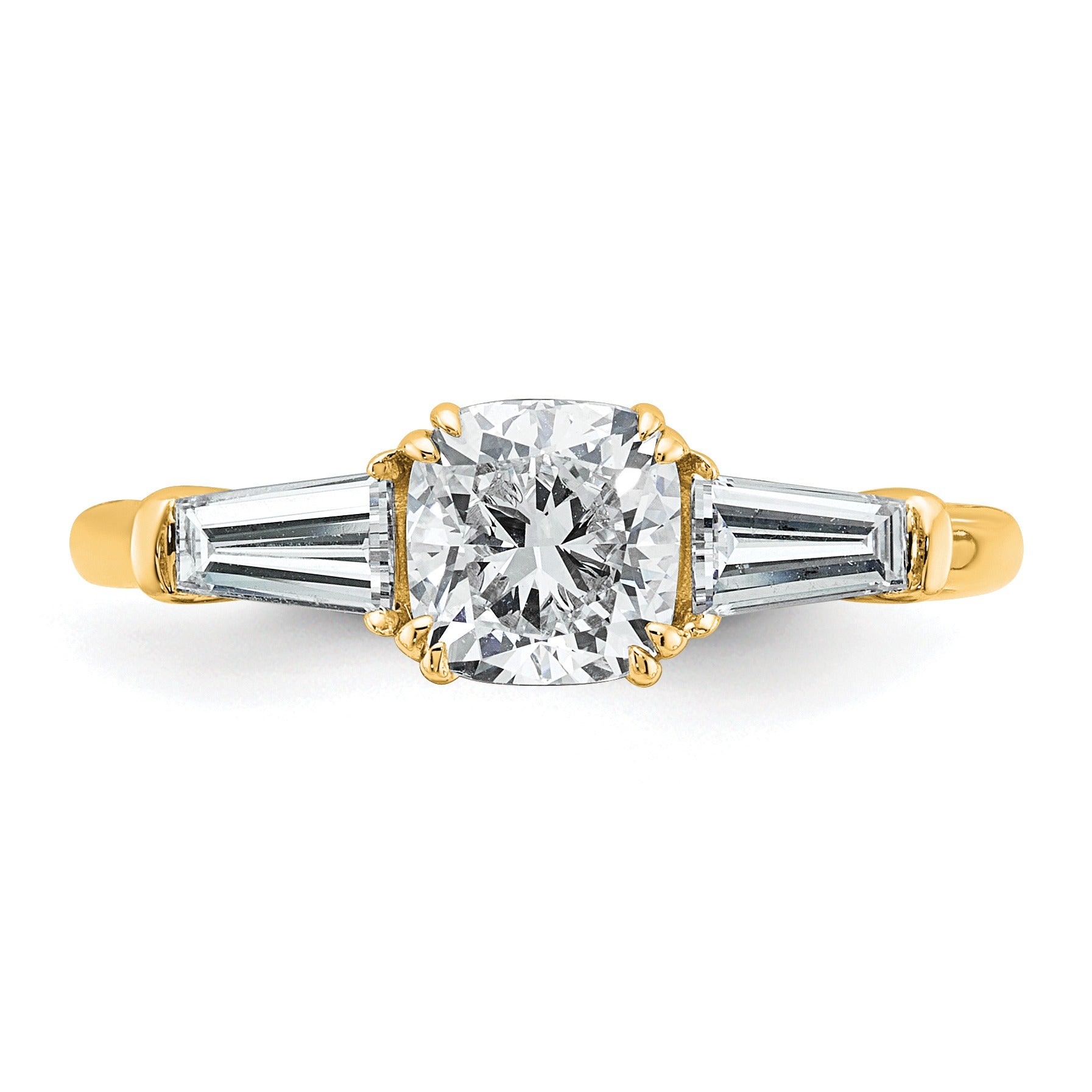 Lab Grown Diamond Cushion and Baguette 3-Stone Bridal Ring