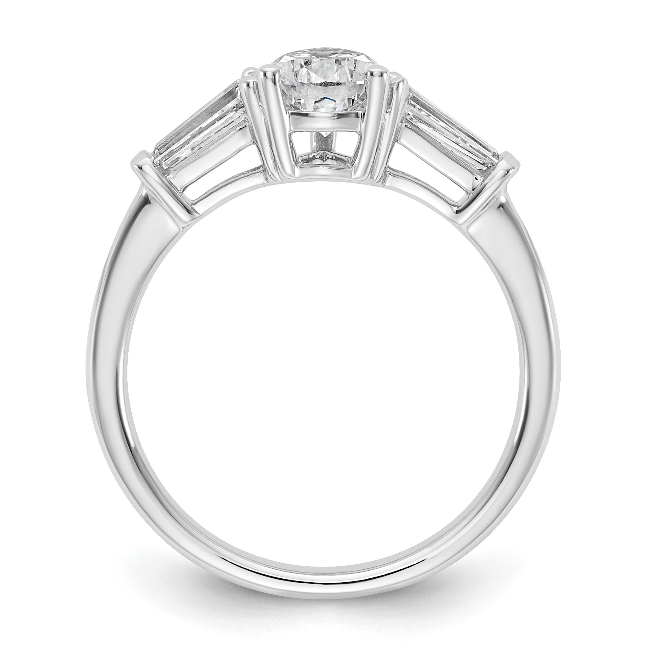 14k White Gold Lab Grown Pear Diamond Baguette 3-Stone Bridal Ring