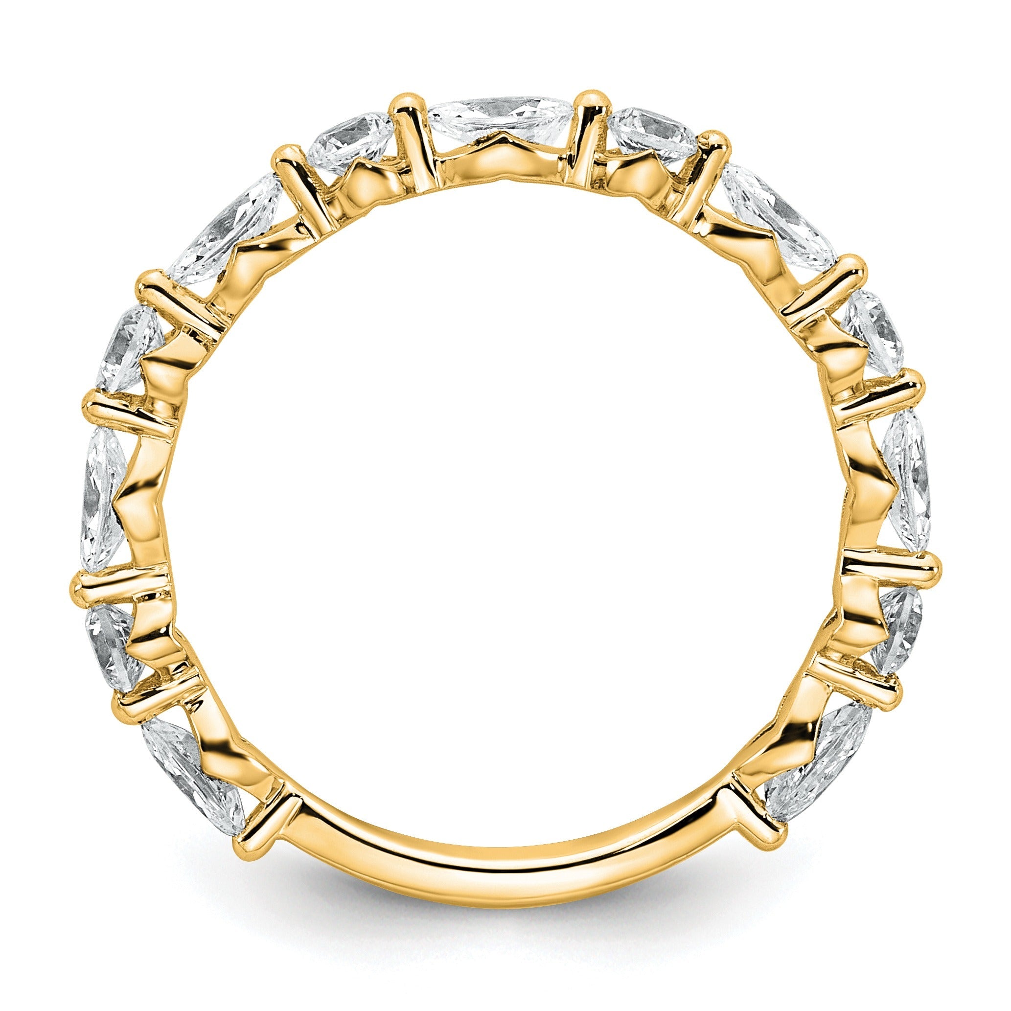 0.75 Ct Lab Grown Diamond Prong 14K Yellow Gold Alternating Wedding Enhancer Band