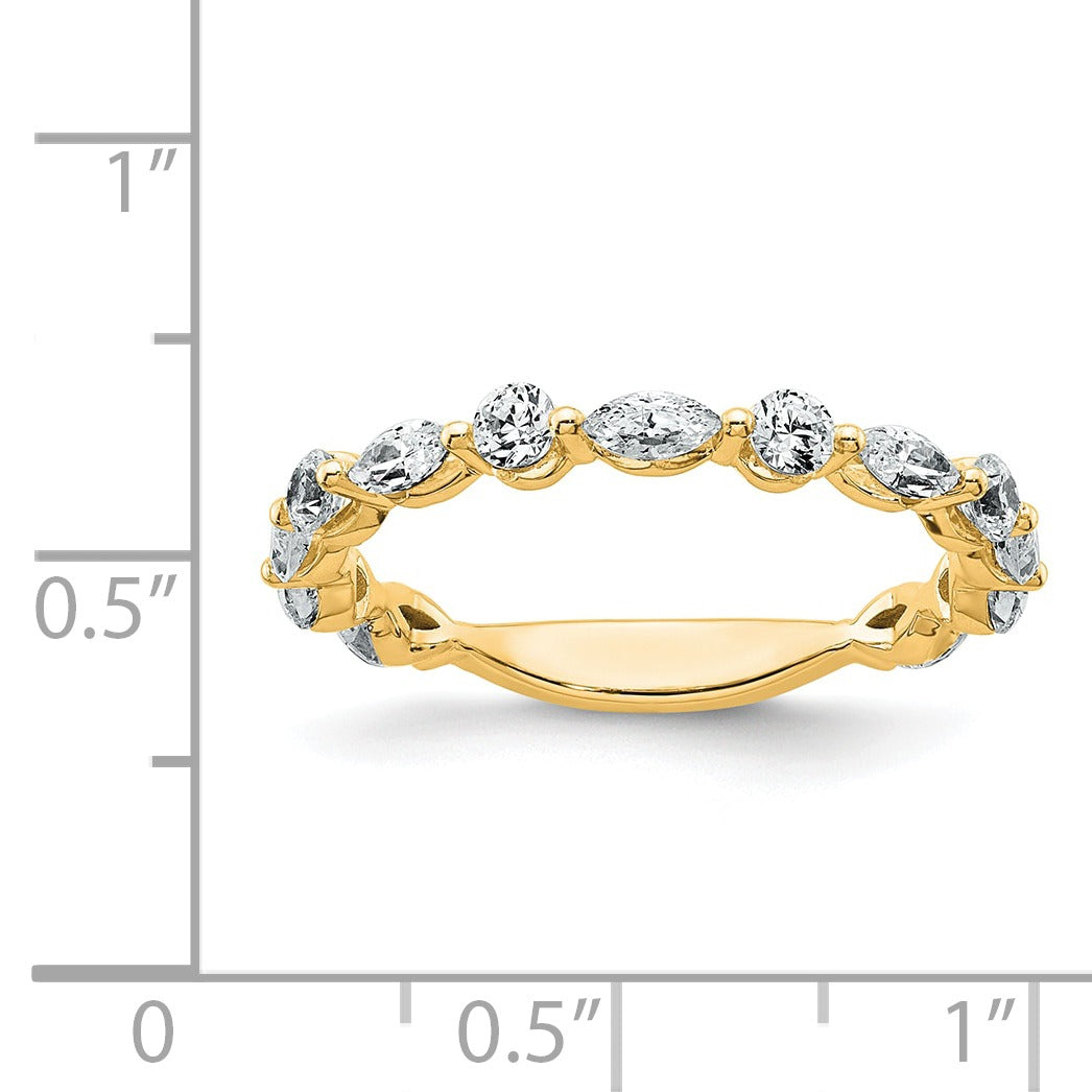 0.75 Ct Lab Grown Diamond Prong 14K Yellow Gold Alternating Wedding Enhancer Band