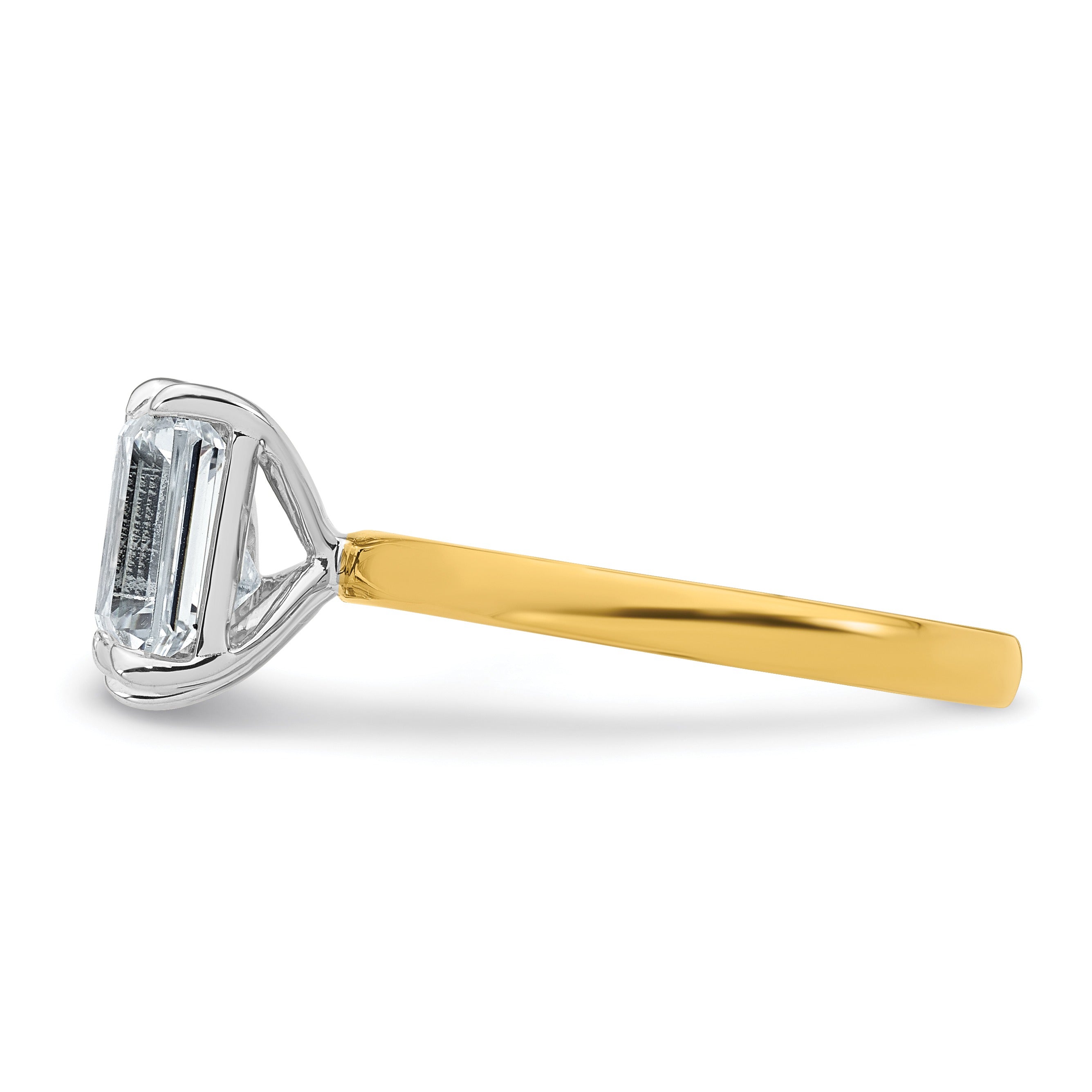 14K Yellow Gold Lab Grown Diamond Pear and Emerald Two Stone Ring