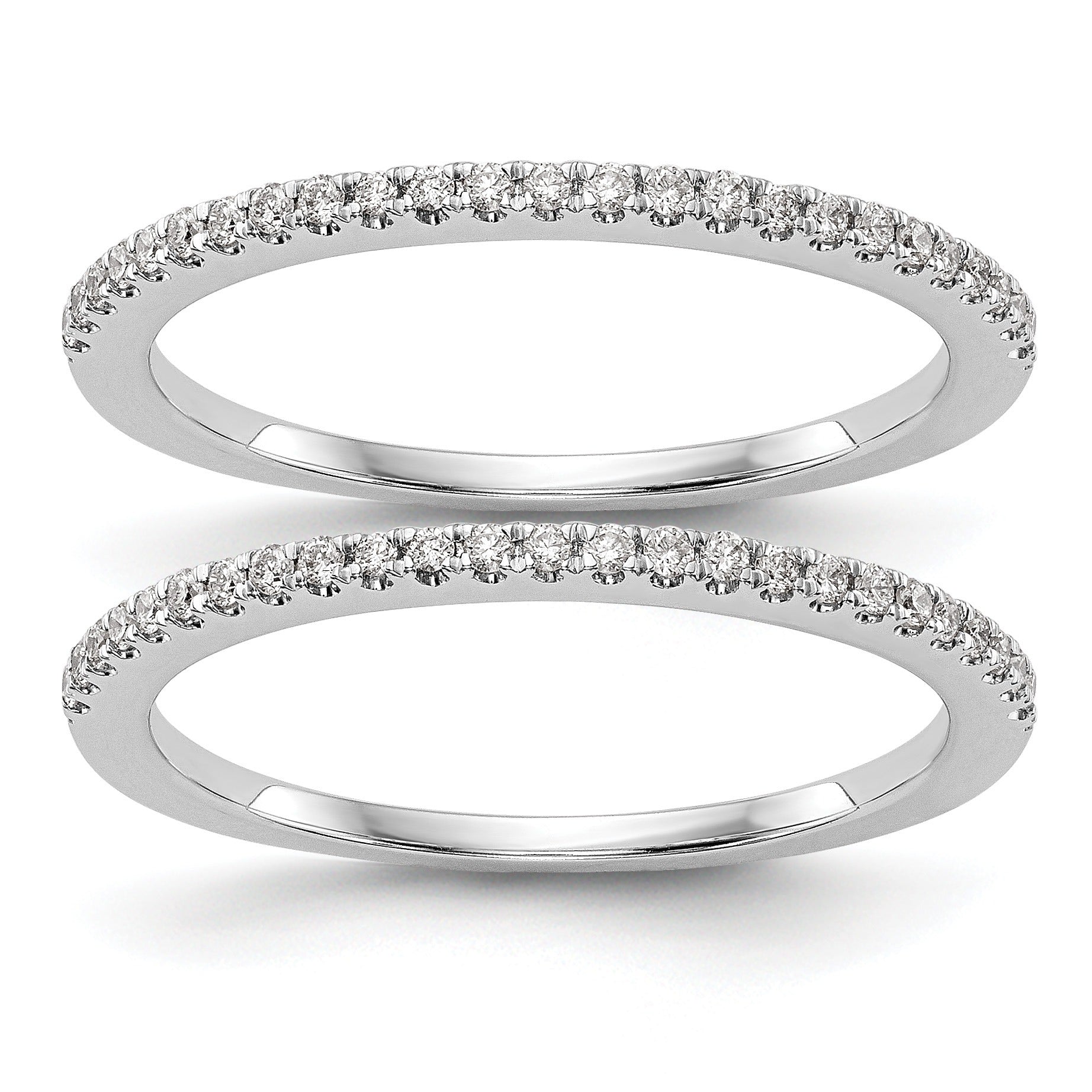 14k White Gold Lab Grown Diamond Set of Two Eternity Wedding Band 0.25 Ct