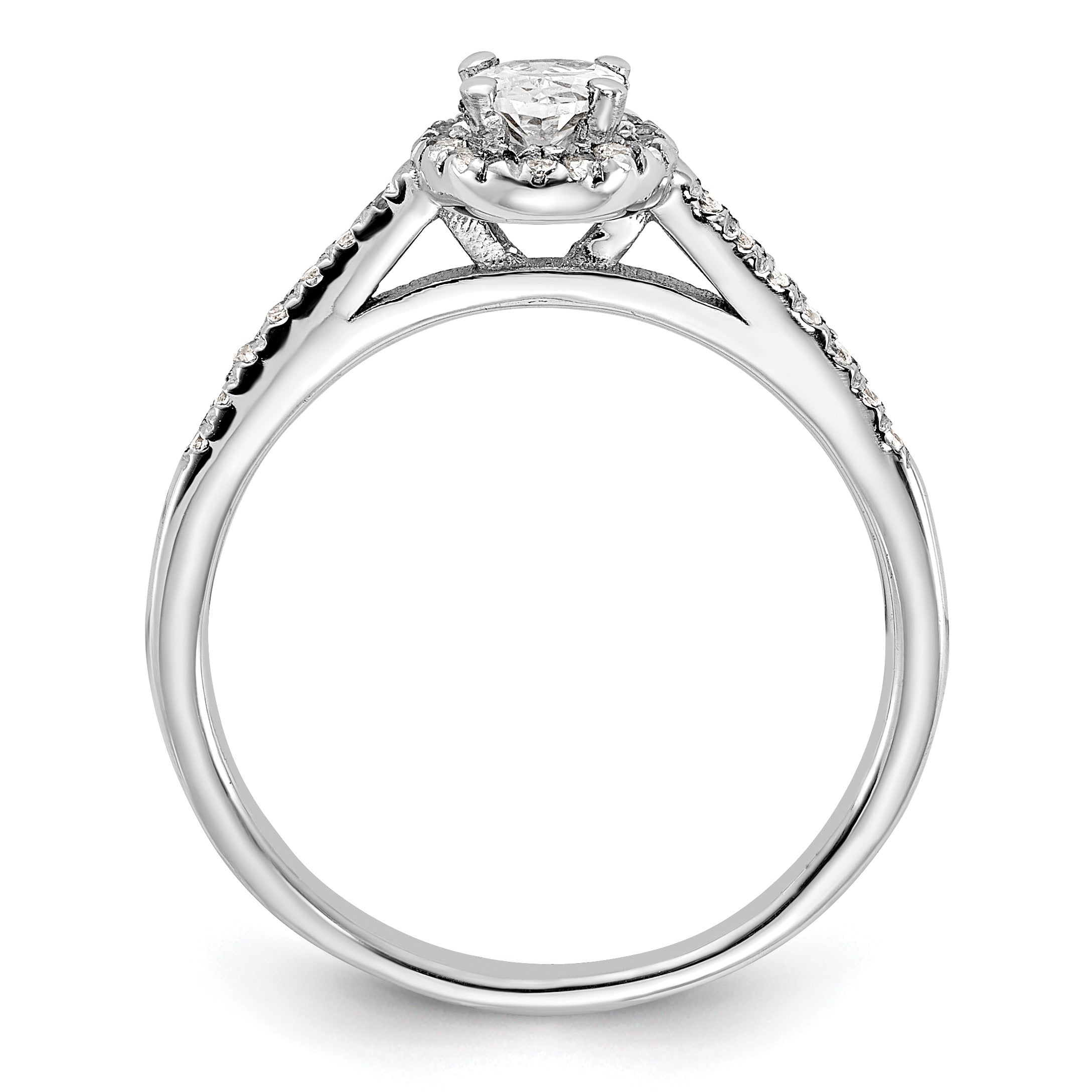14K White Gold Lab Grown Oval Diamond Halo Engagement Ring