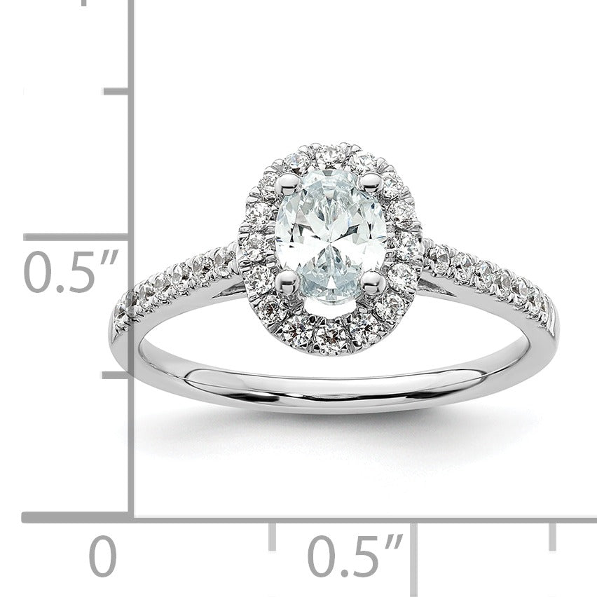 14K White Gold Lab Grown Oval Diamond Halo Engagement Ring